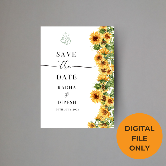 Sunflower Wedding Invitations 6 pcs Digital Download - Online Template