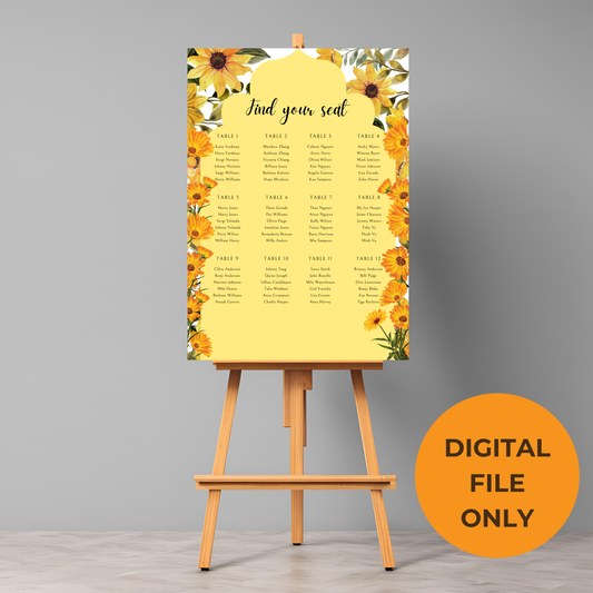 Sunflower Seating Plan Digital Download - Online Template