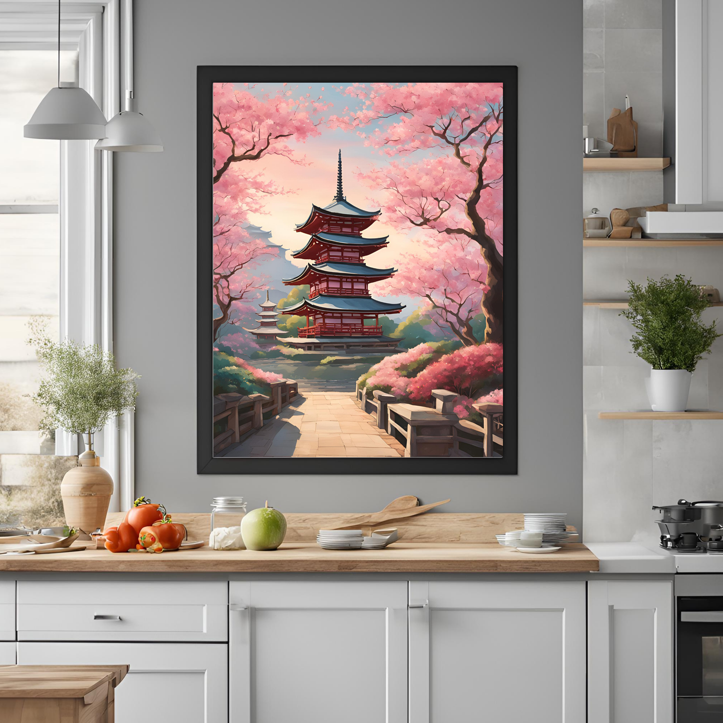Japanese Architecture Blossom Digital Print - Instant Download
