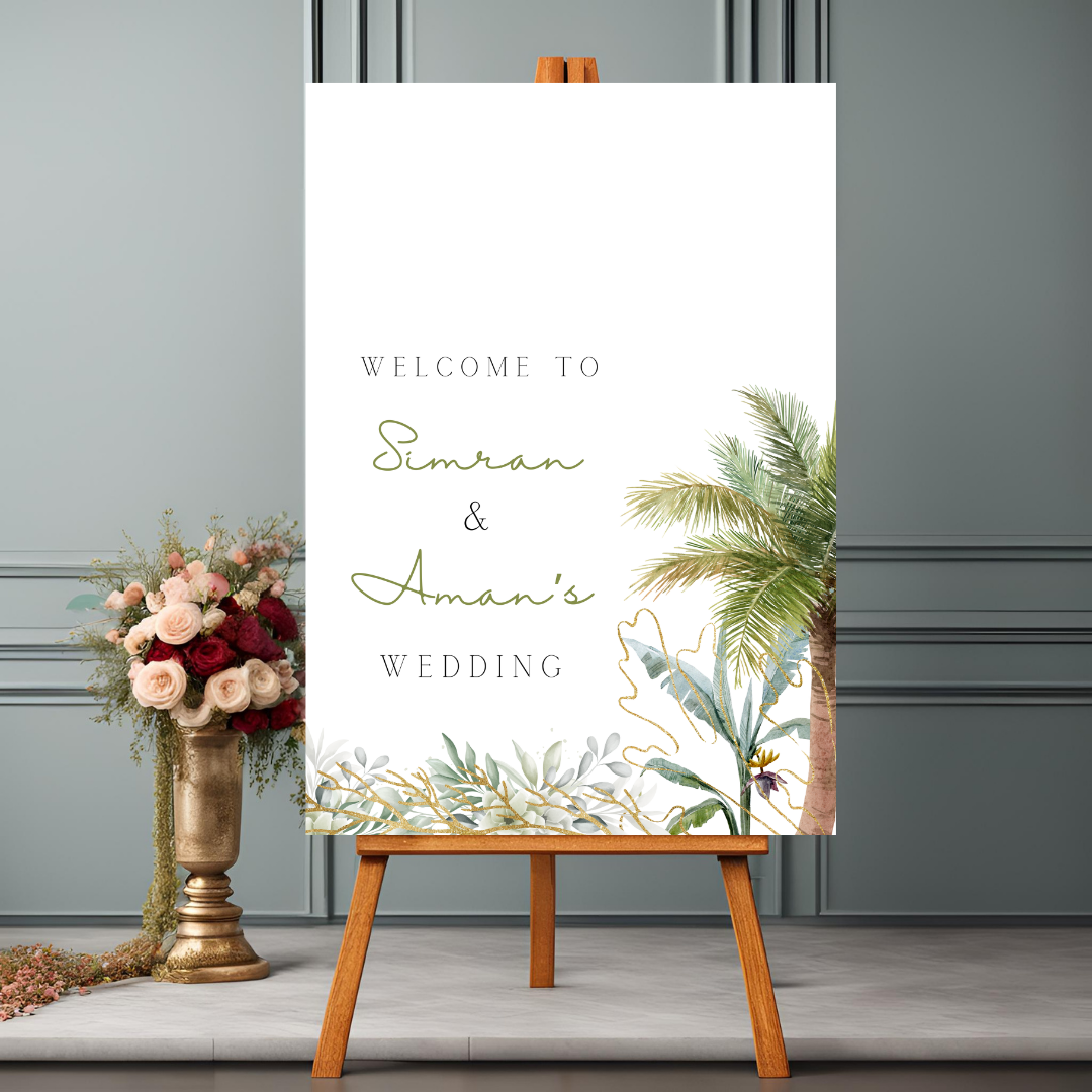 Destination Wedding Palm Tree Entrance Board - Online Template