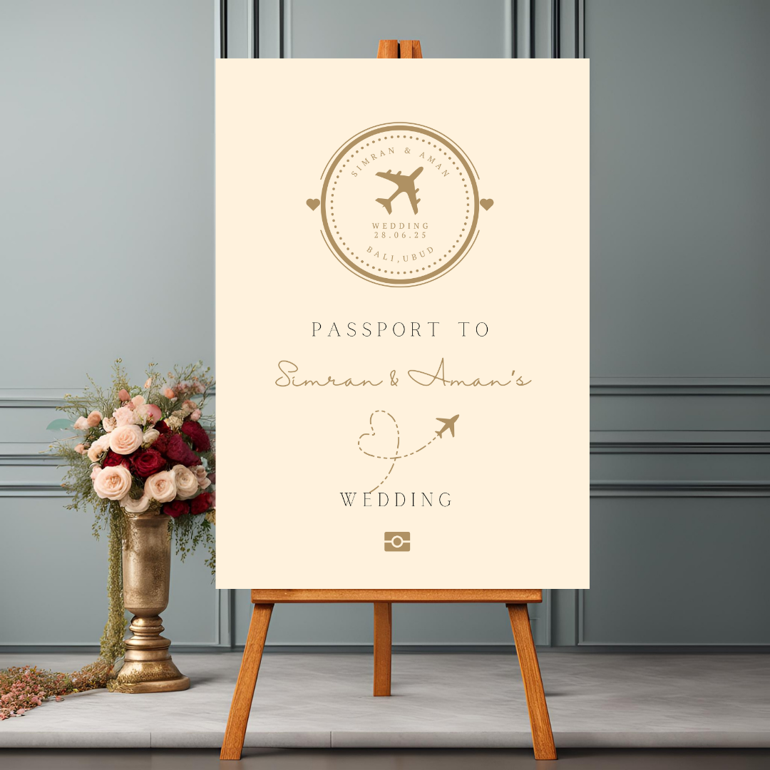 Destination Wedding Passport Entrance Board - Online Template