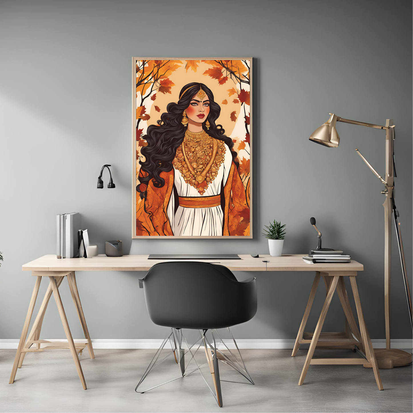 South Asian Art Desi Autumn Fall Princess Digital Print