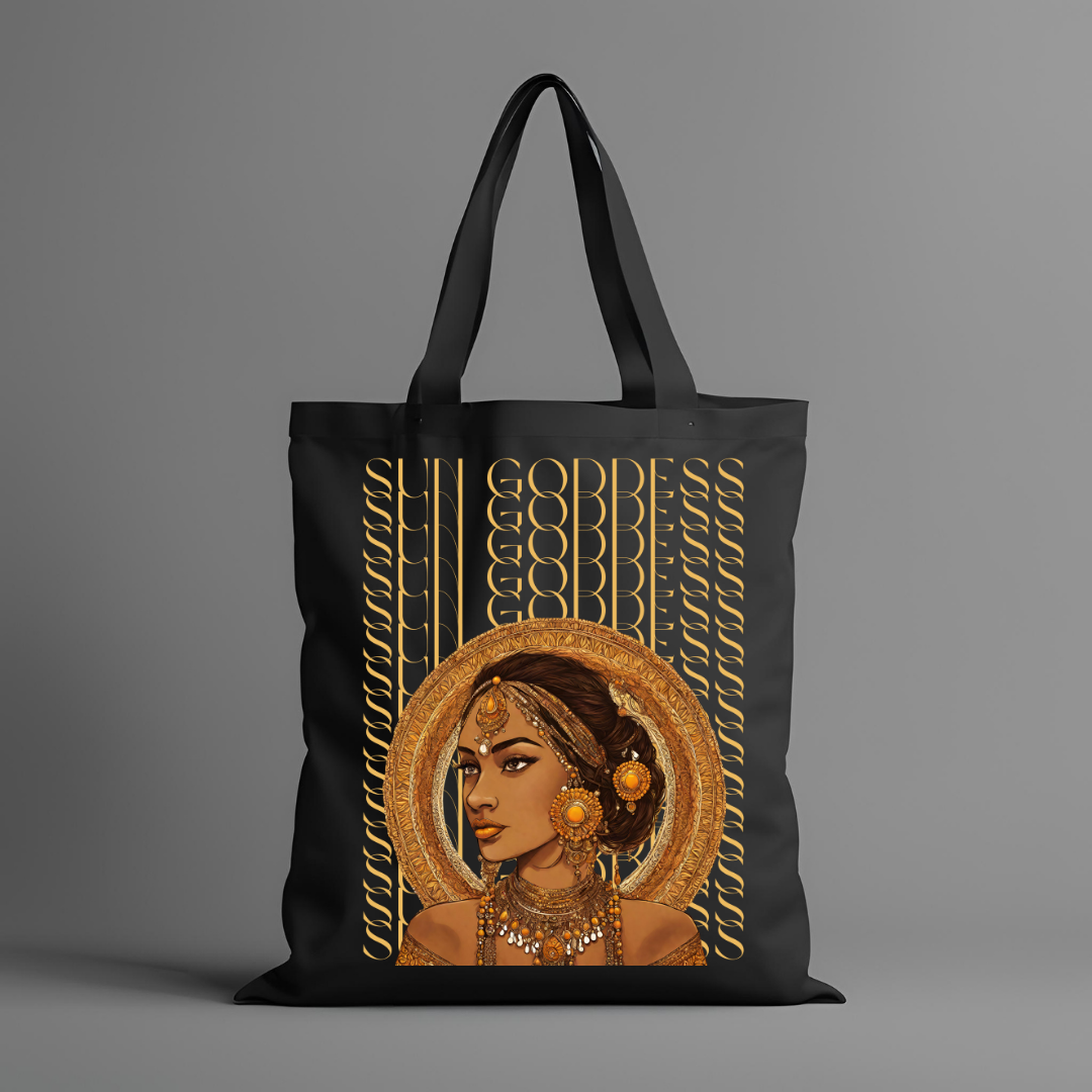 South Asian Art - Brown Sun Goddess Tote Bag