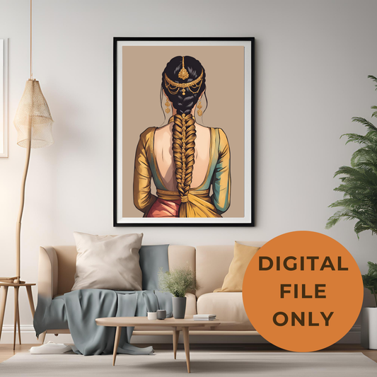 South Asian Art Braided Parande Desi Print