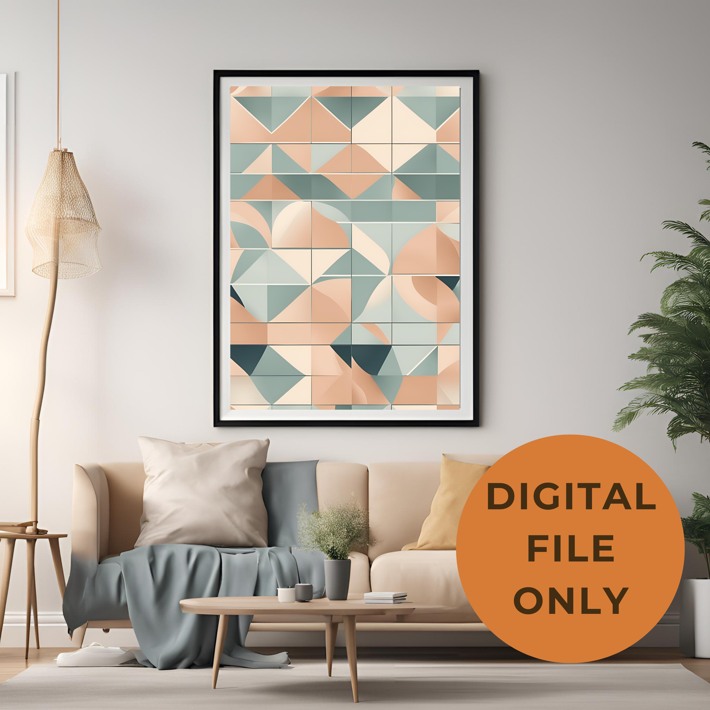 Scandinavian Peach Wall Art Digital Download