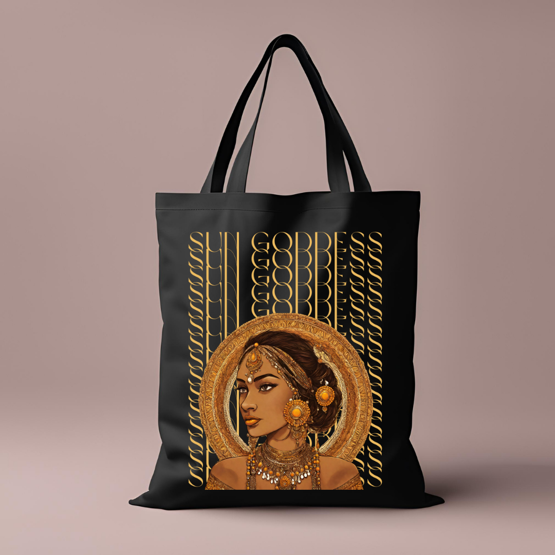 South Asian Art - Brown Sun Goddess Tote Bag