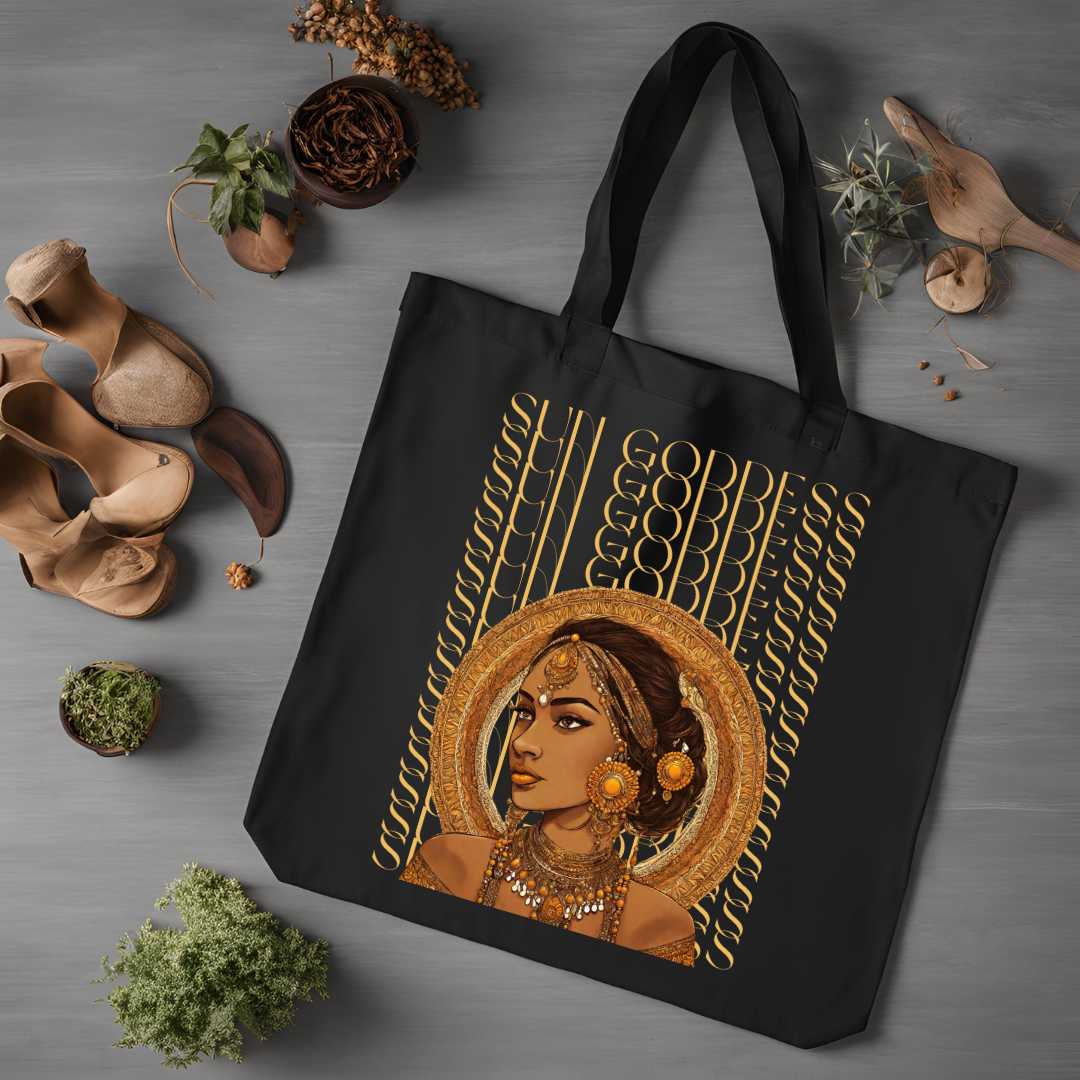 South Asian Art - Brown Sun Goddess Tote Bag