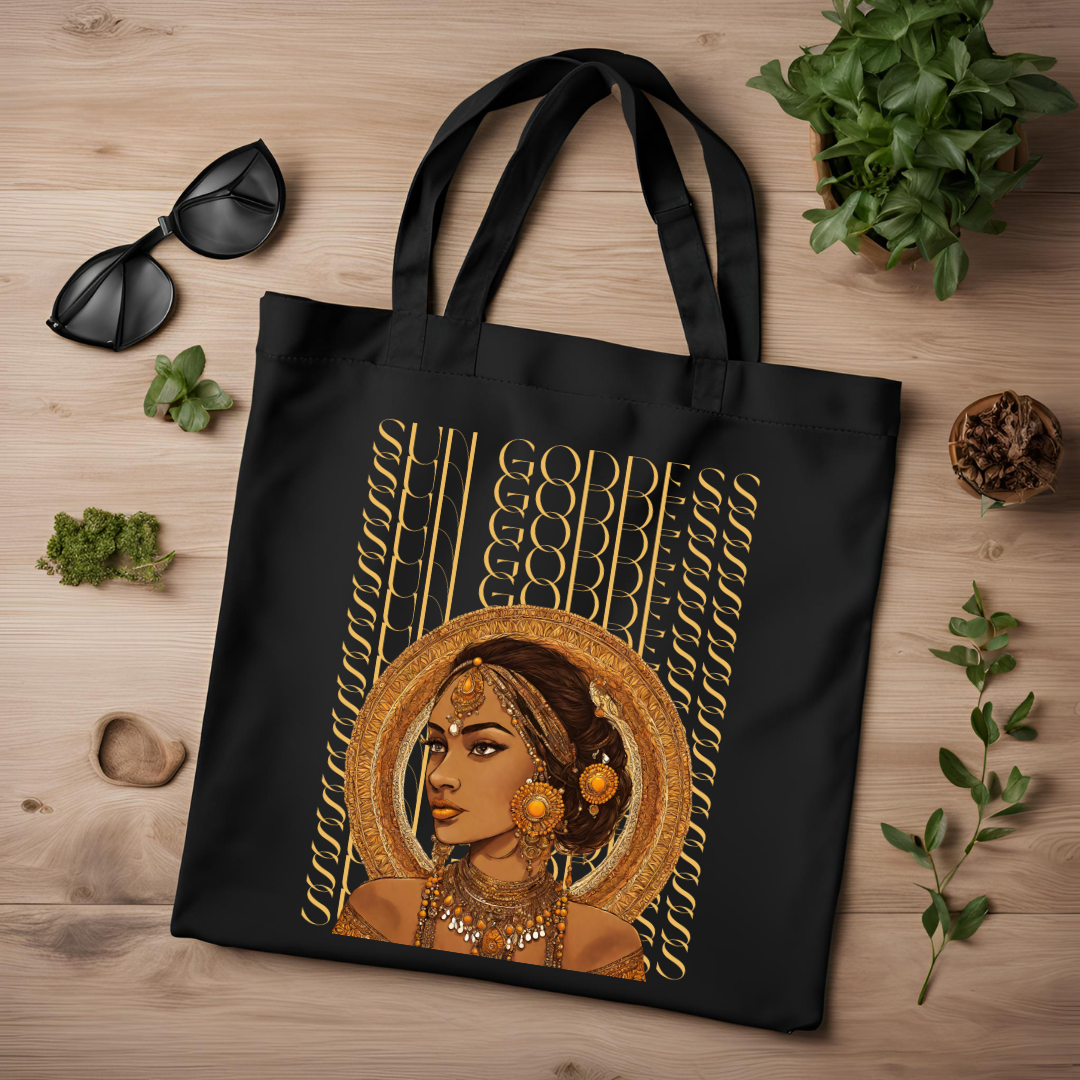 South Asian Art - Brown Sun Goddess Tote Bag