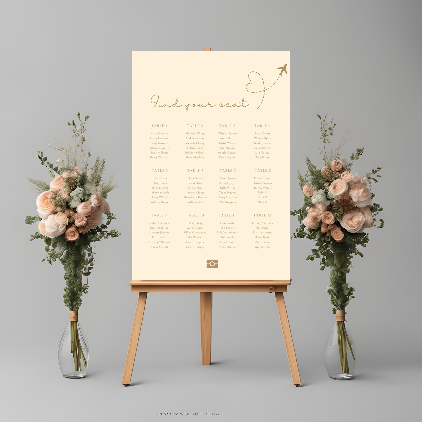 Destination Wedding Passport Seating Plan Digital Download - Online Template