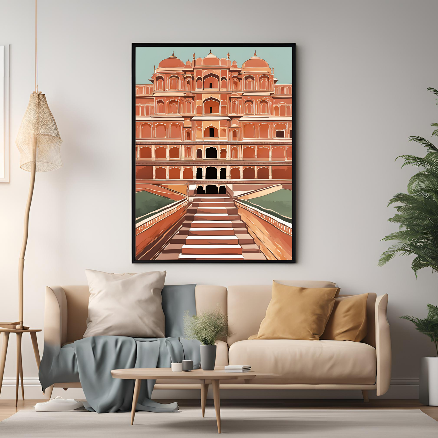 India Architecture Black Framed A4 Portrait Print