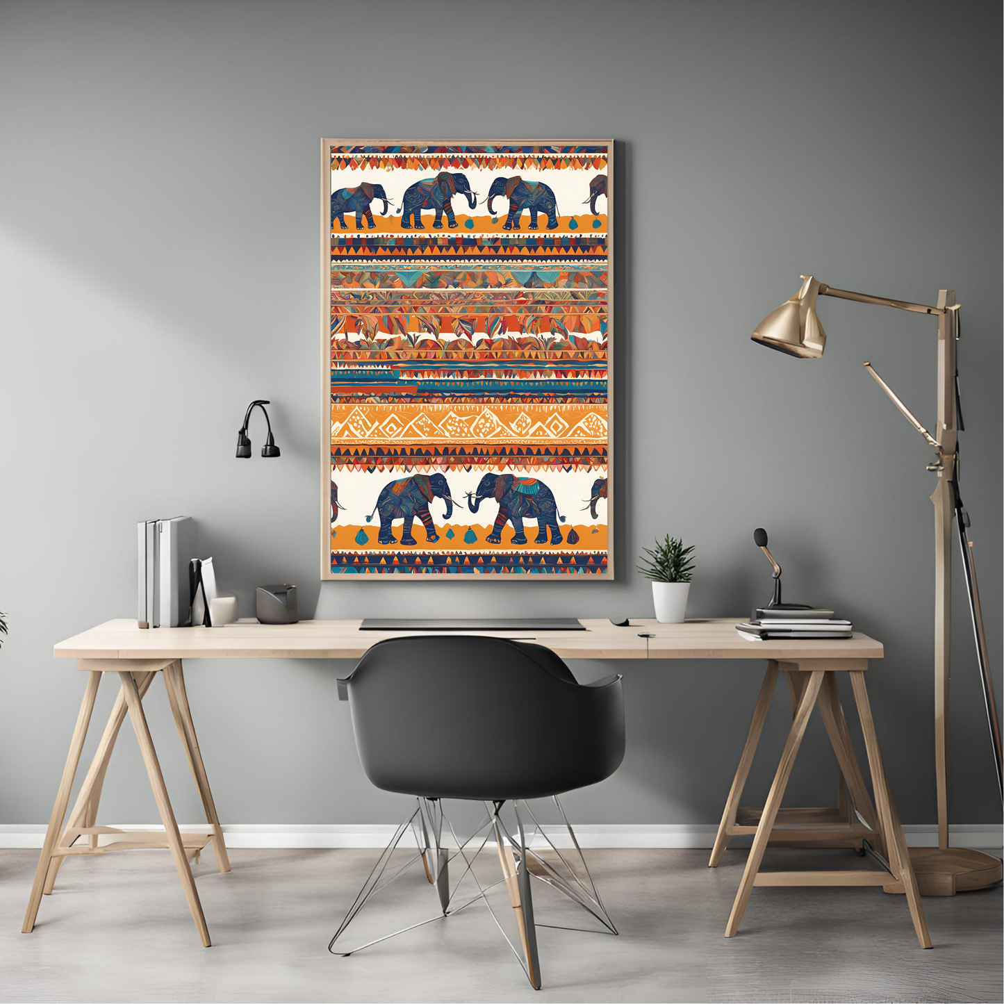 Indian Elephant Minimalist Print Wall Art Digital Download