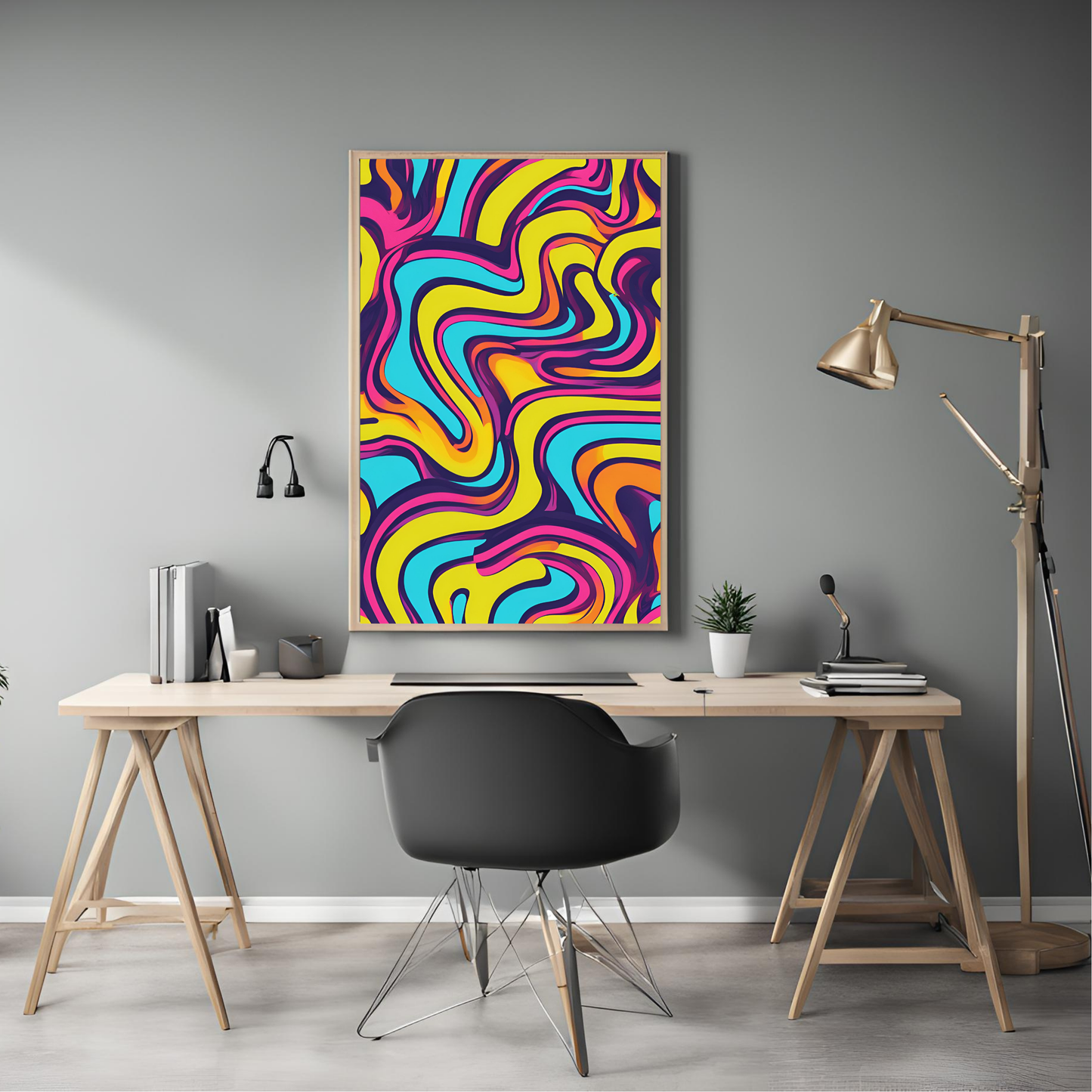 Retro Neon 70s Pop Art Pattern - Digital Printable Wall Art