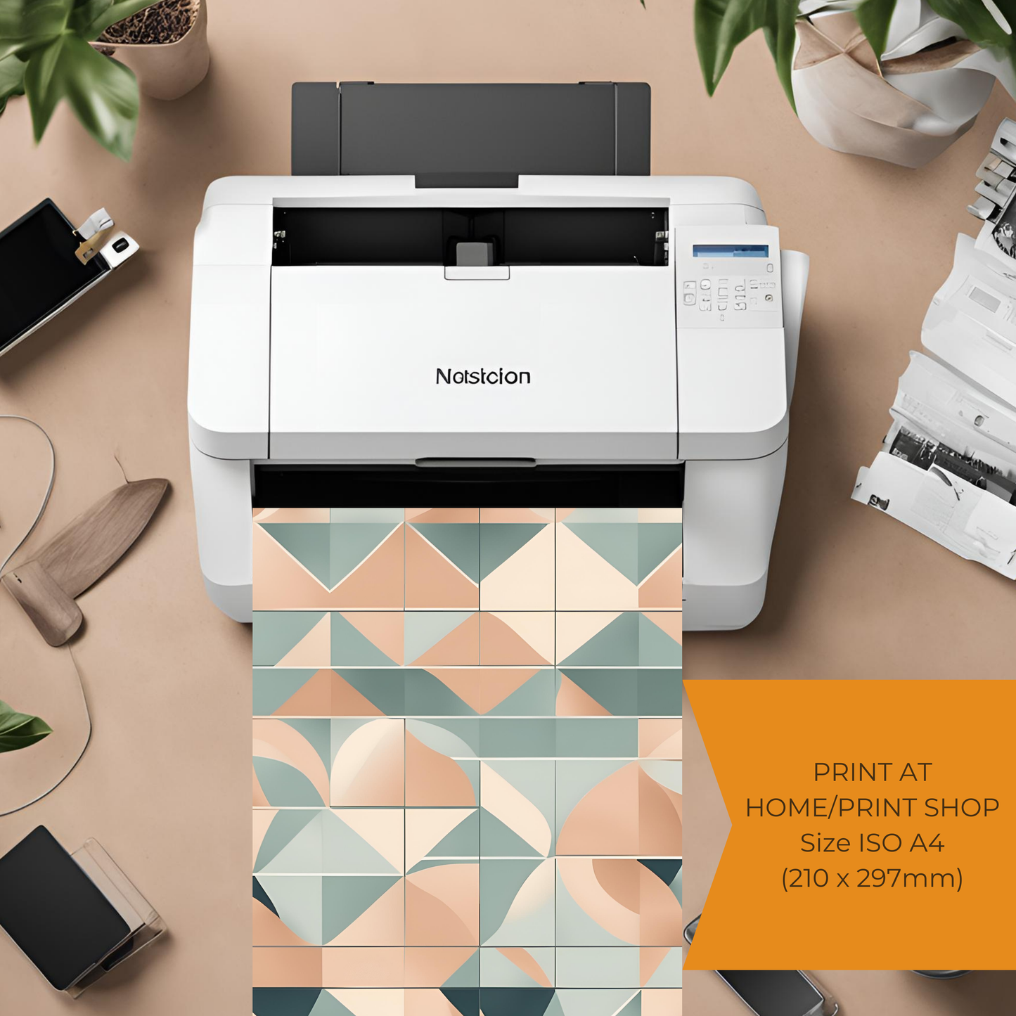 Scandinavian Peach Wall Art Digital Download