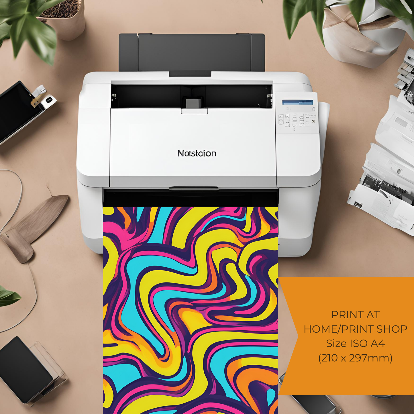 Retro Neon 70s Pop Art Pattern - Digital Printable Wall Art