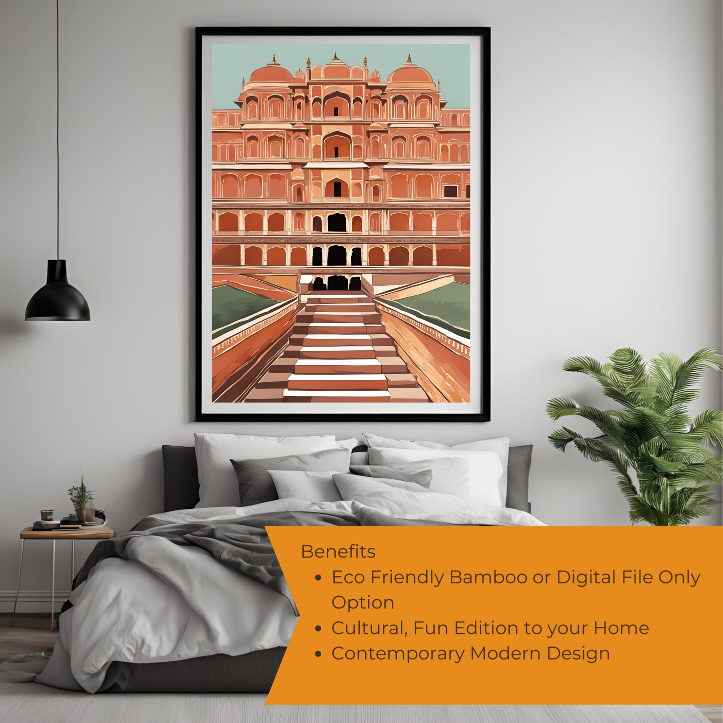 India Architecture Black Framed A4 Portrait Print