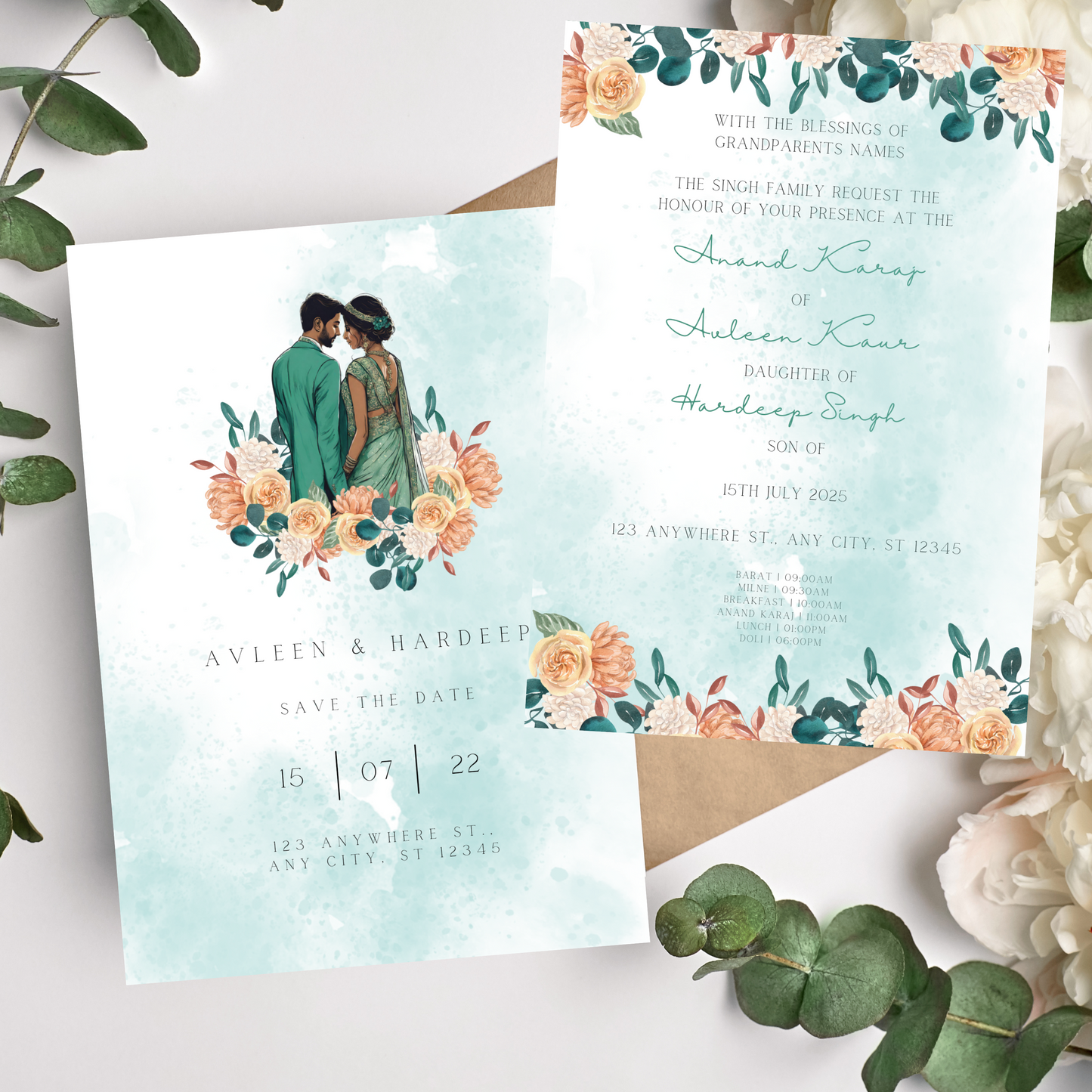Teal Invite Inserts Digital Download 6pcs - Online Template