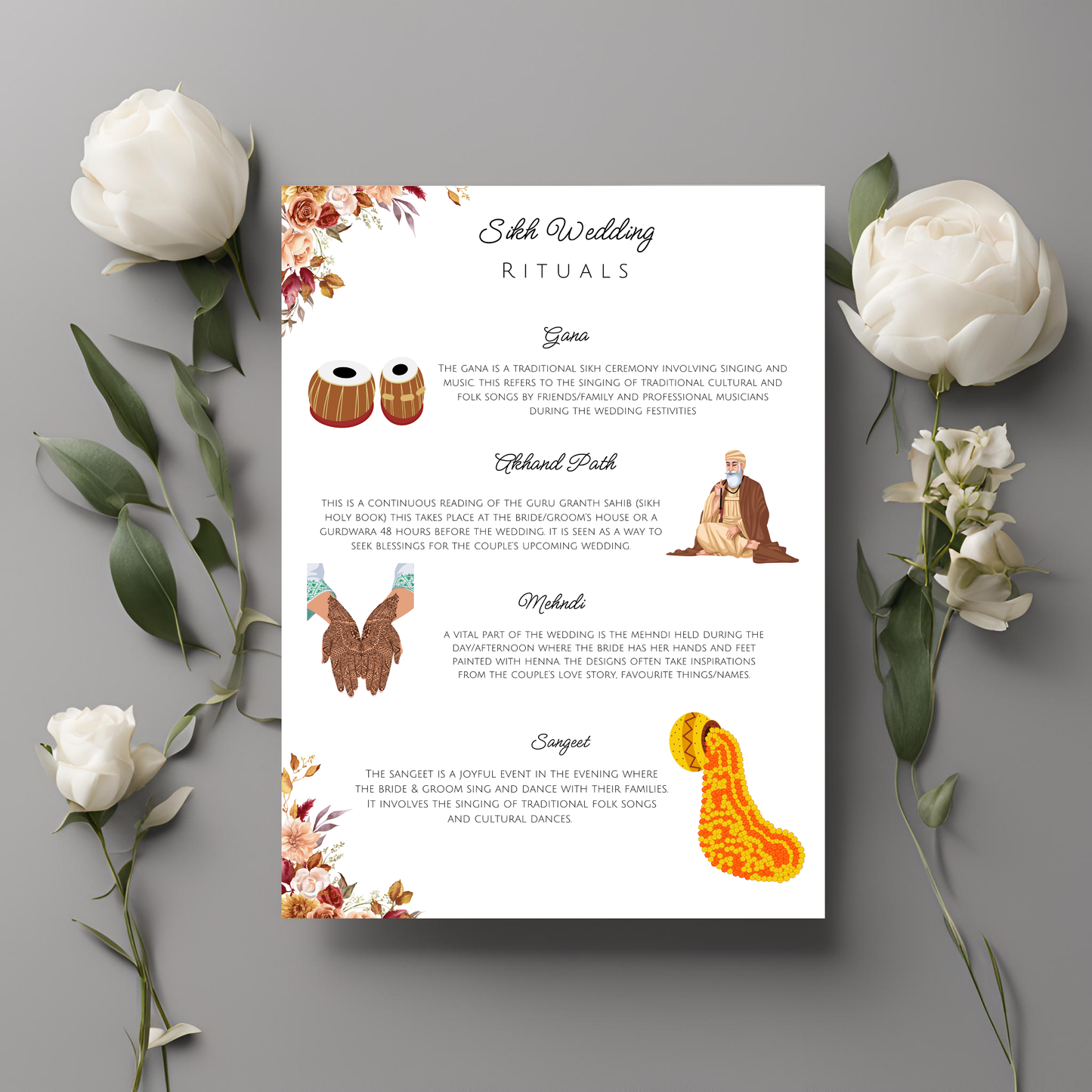 Sikh Wedding Rituals Booklet Digital Download - Online Template