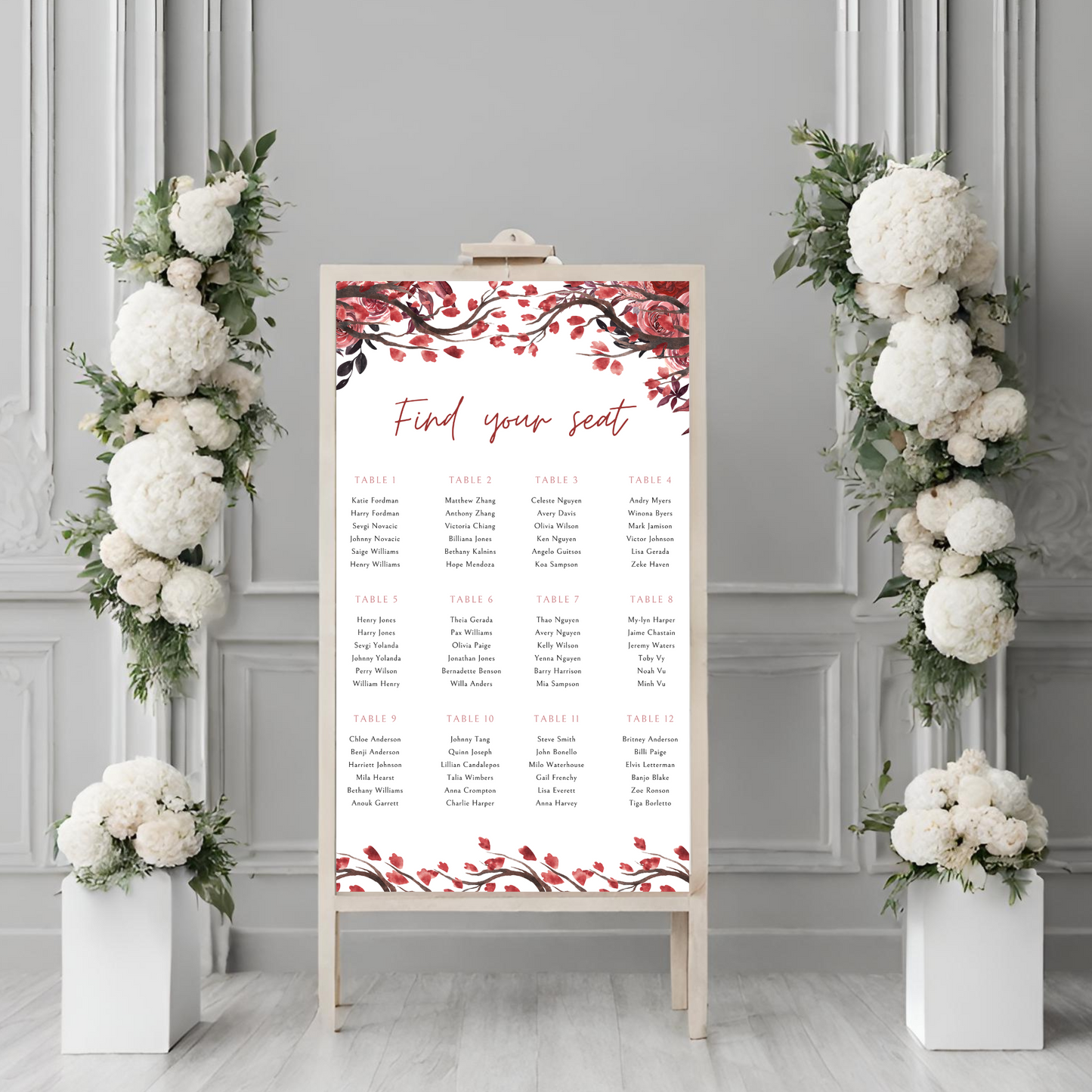 Blossom Seating Plan Digital Download - Online Template