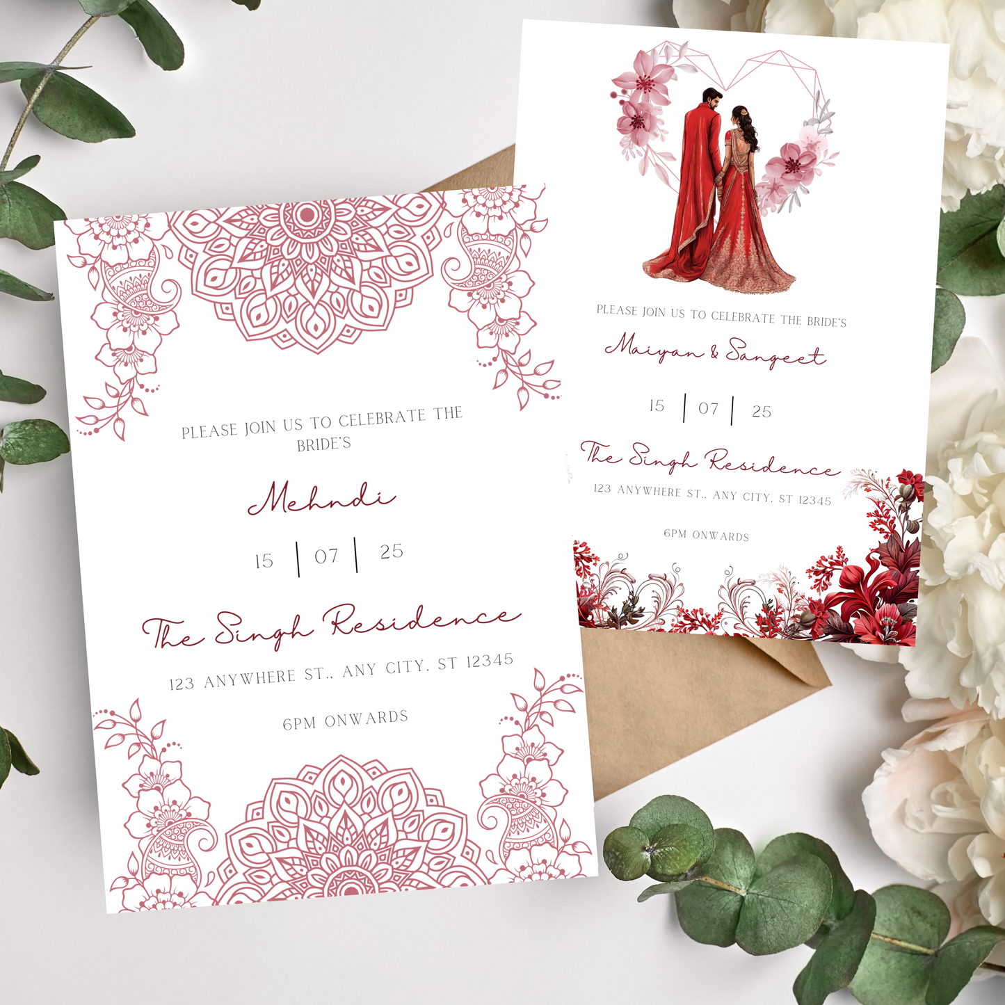 Red Heart Invite Inserts Digital Download 6pcs - Online Template