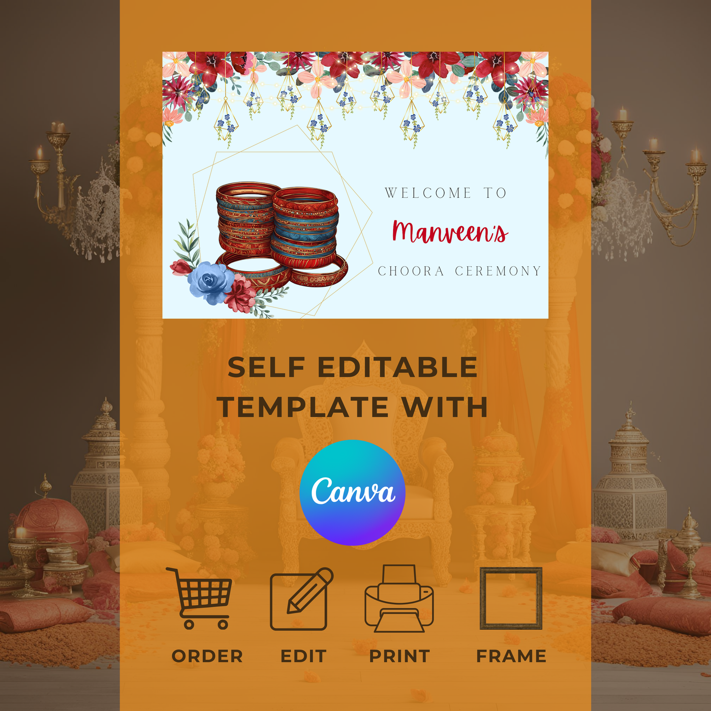 Decor Choora Ceremony Entrance Board Digital Download - Online Template