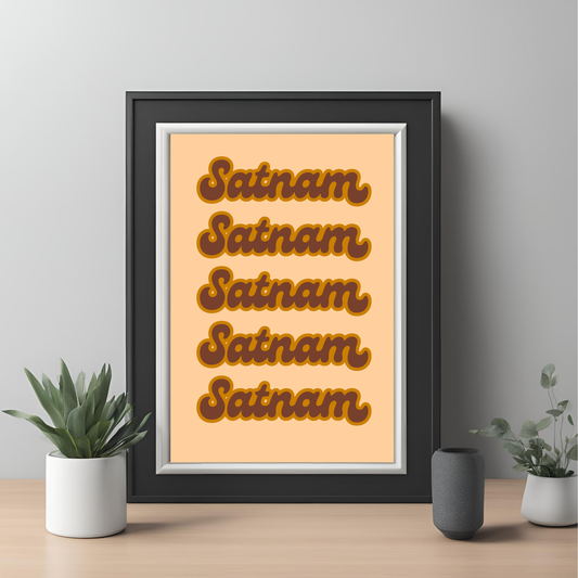 Satnam Retro Framed A4 Print - Portrait/Black