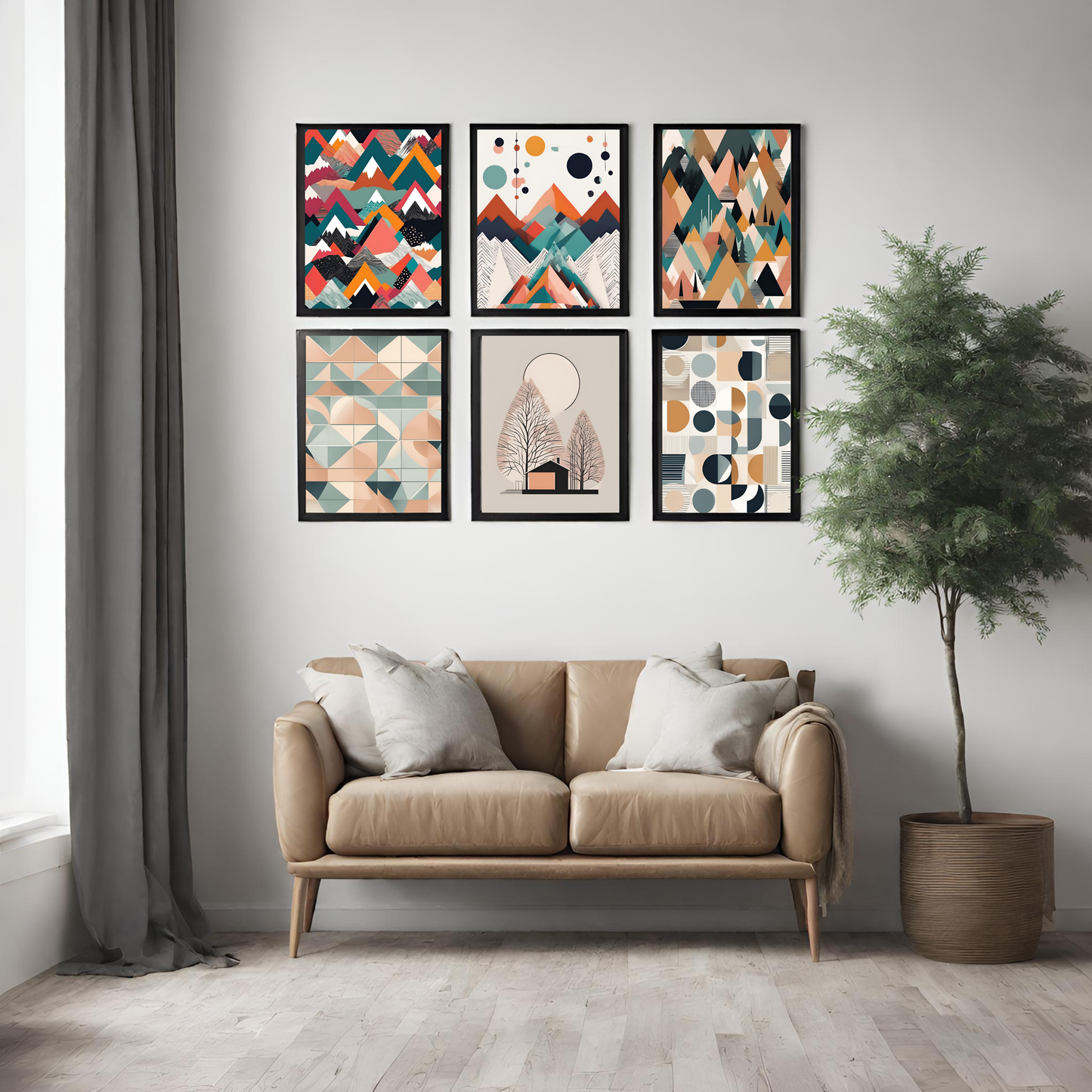 Scandinavian Boho Mountain Wall Art Digital Download