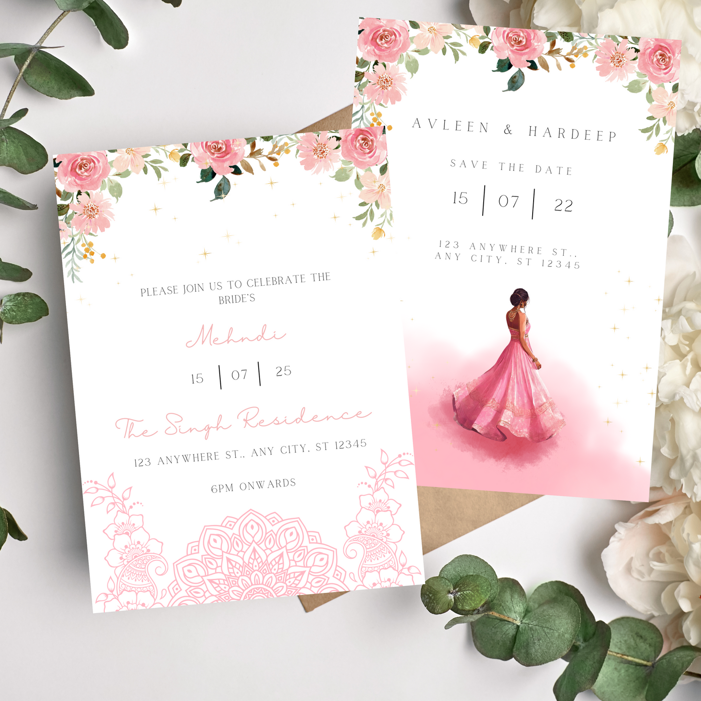 Pink Invite Inserts Digital Download 6pcs - Online Template