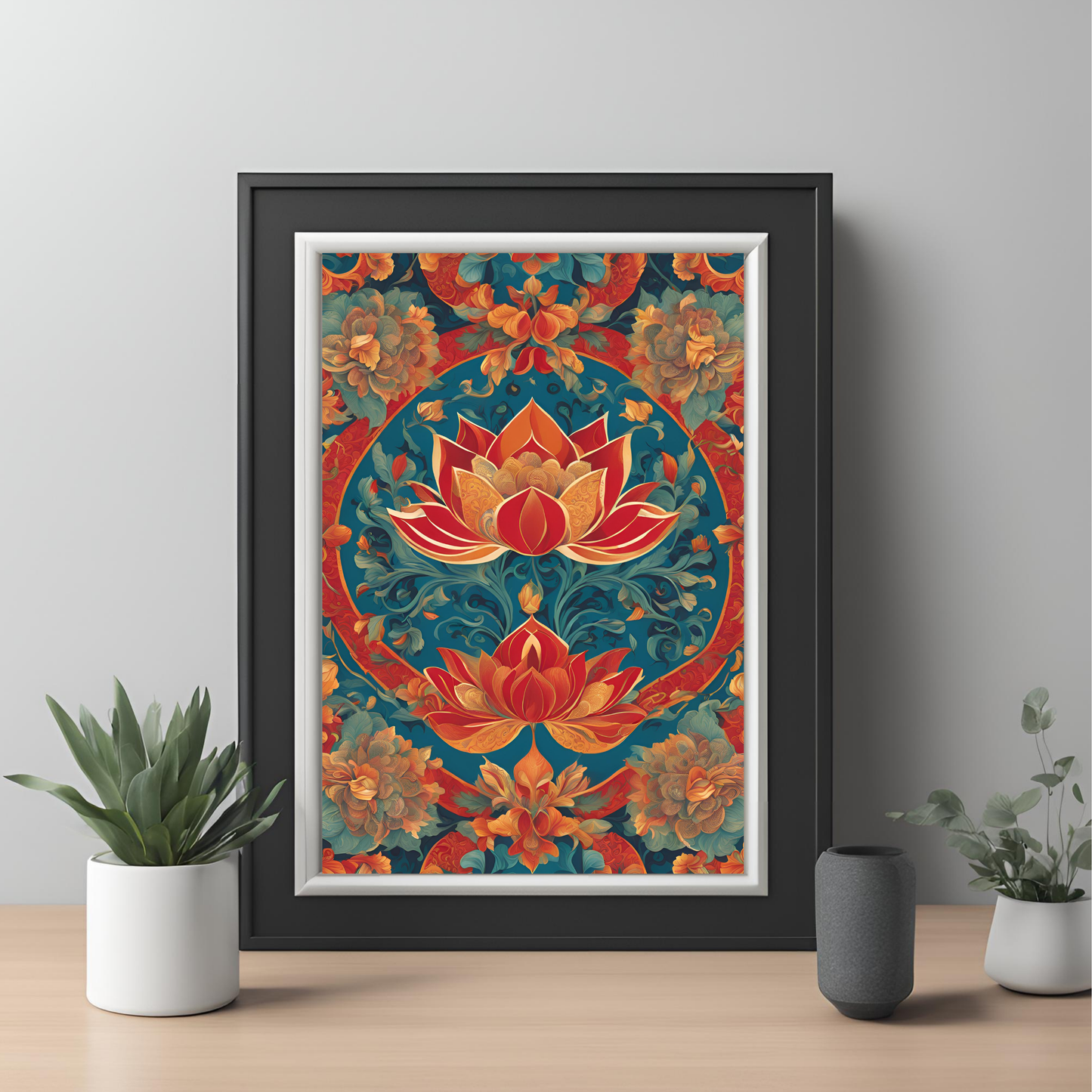 Lotus Traditional Folk Print - Digital Download
