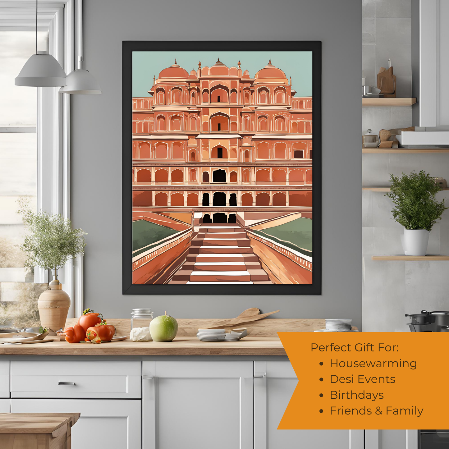 India Architecture Black Framed A4 Portrait Print