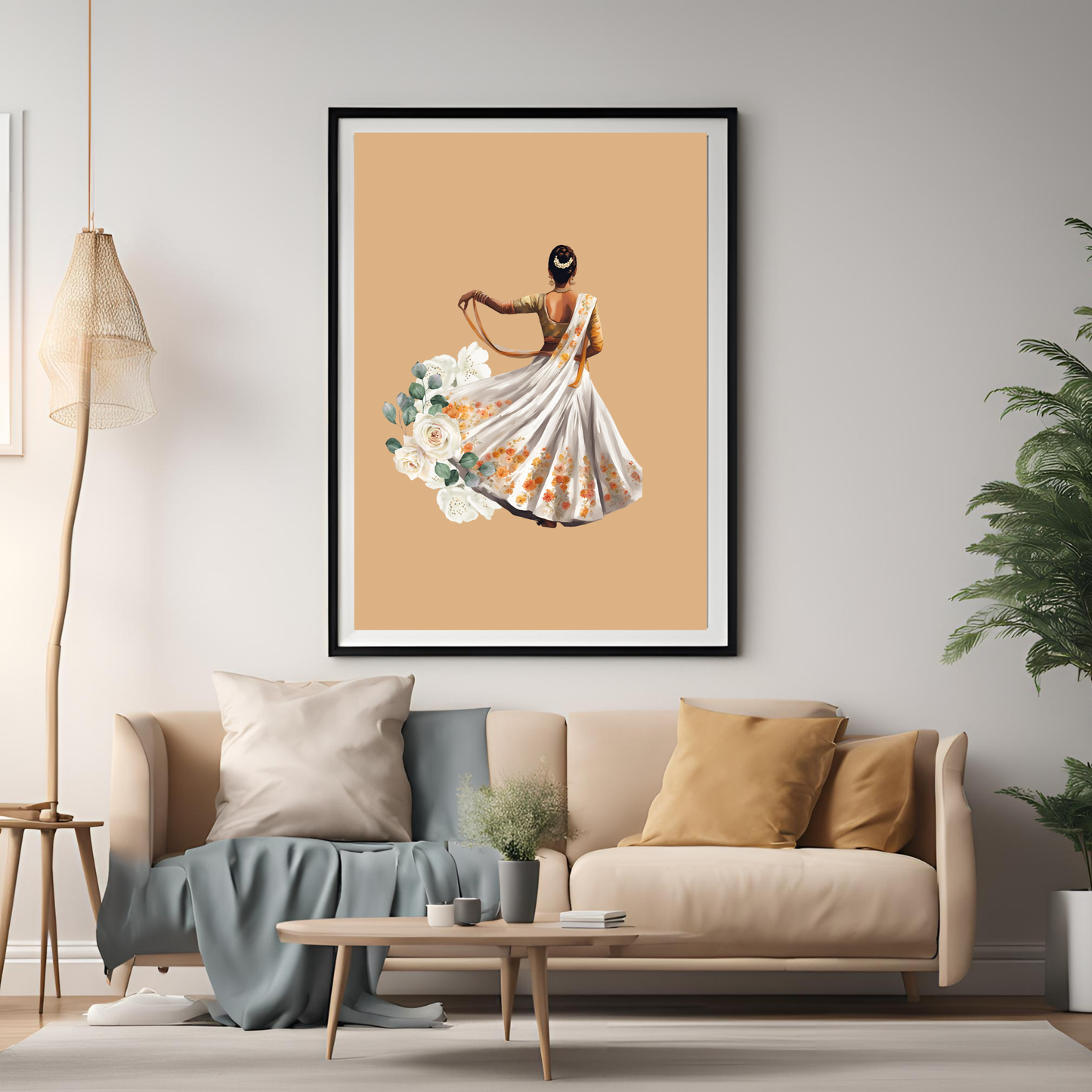 Indian Dancer Kathak Black Framed A4 Art Portrait Print