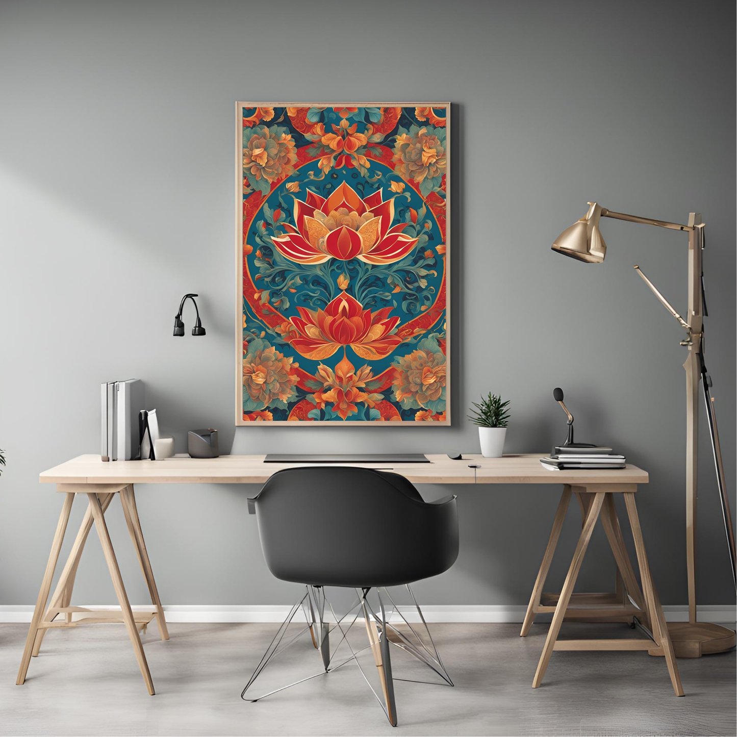 Lotus Traditional Folk Print - Digital Download