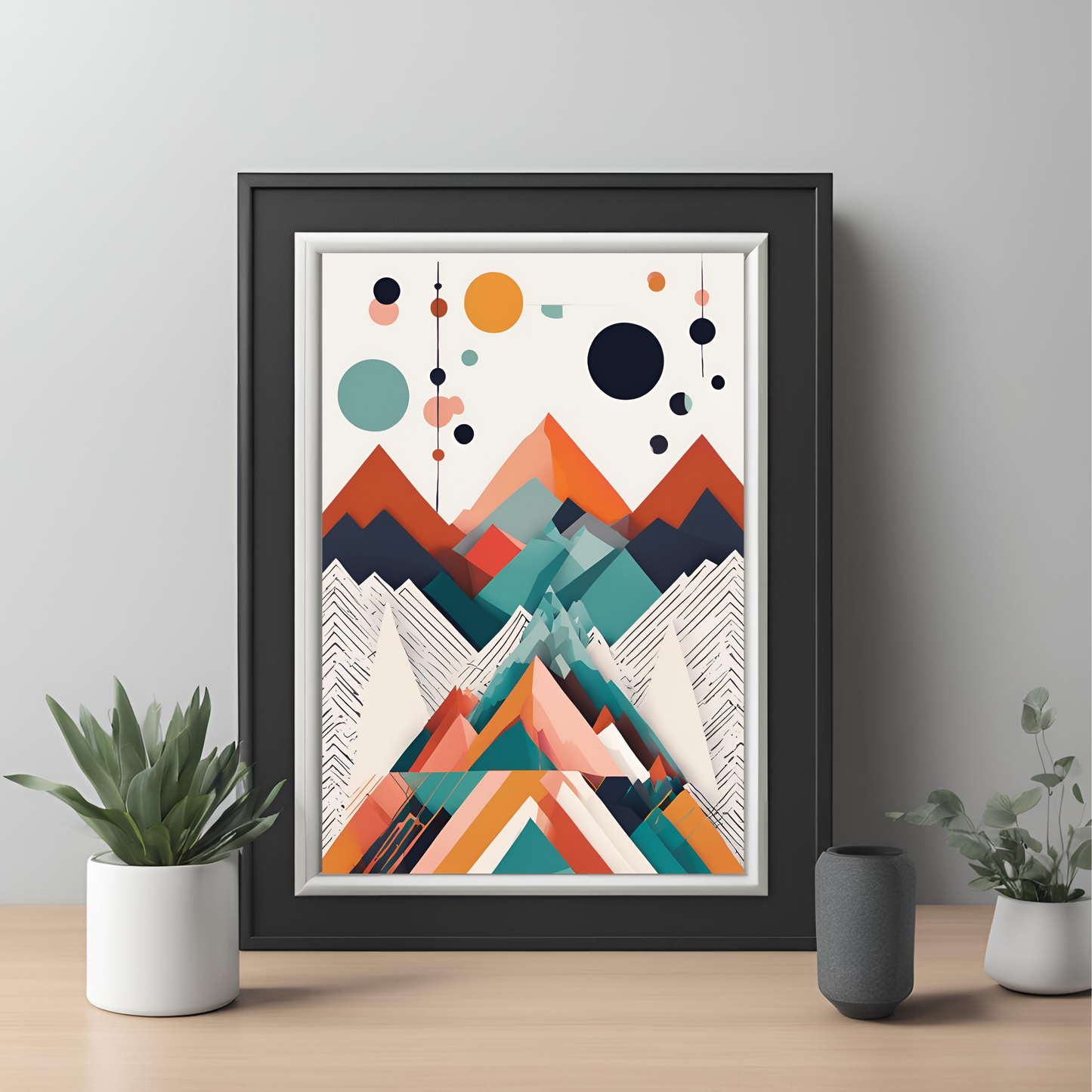 Scandinavian Colourful Mountain Wall Art Digital Download