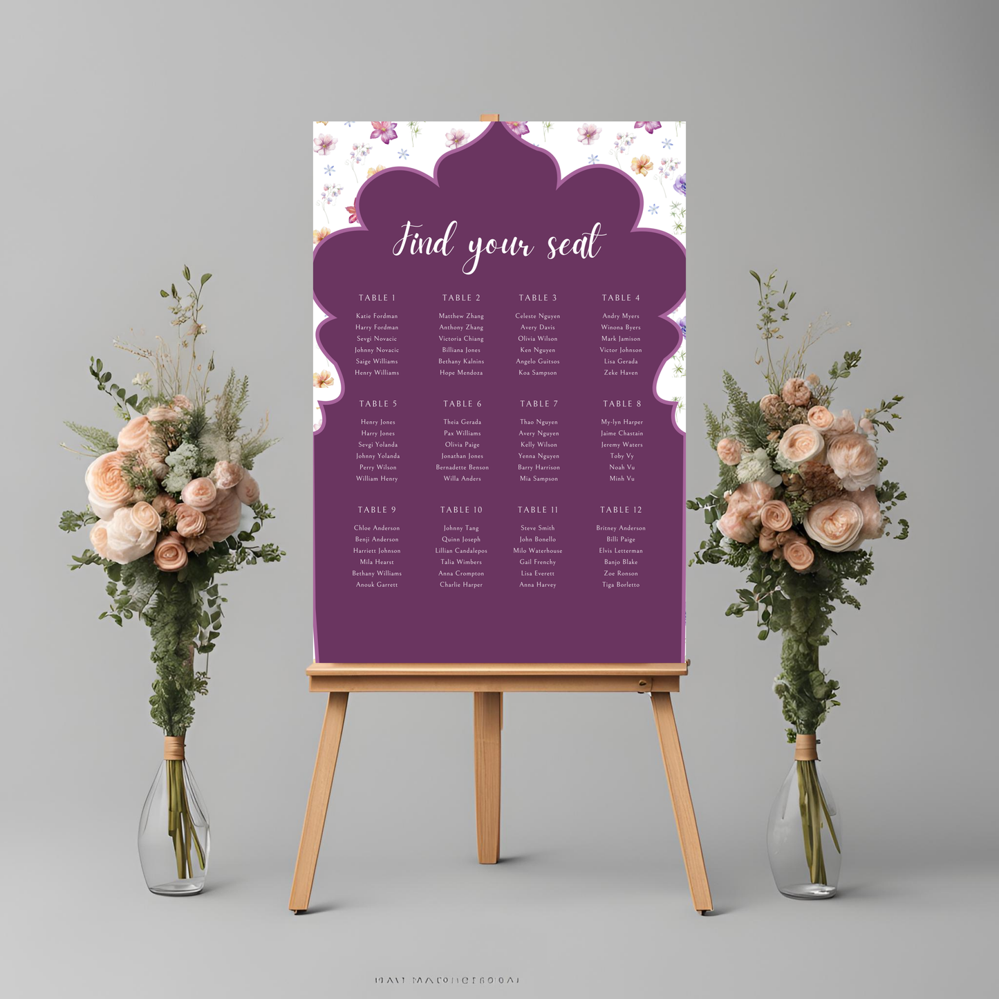 Purple Seating Plan Digital Download - Online Template