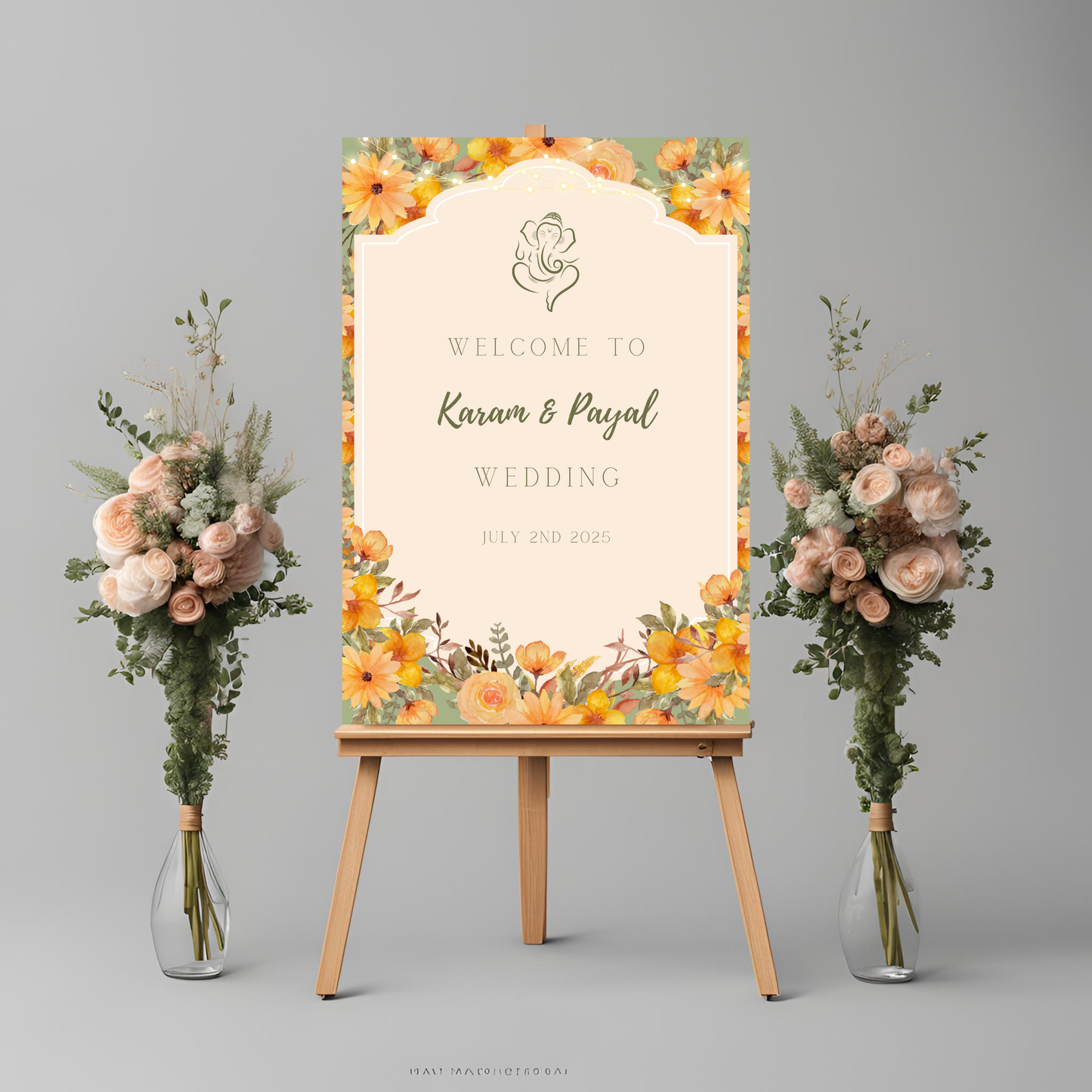 Sage Green Sunflower Entrance Board Digital Download - Online Template