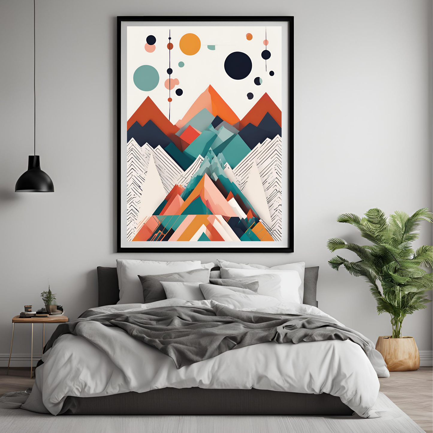 Scandinavian Colourful Mountain Wall Art Digital Download