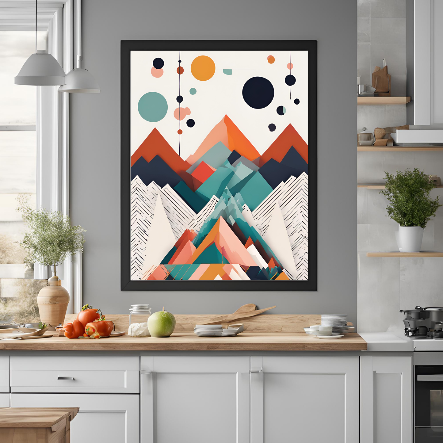 Scandinavian Colourful Mountain Wall Art Digital Download