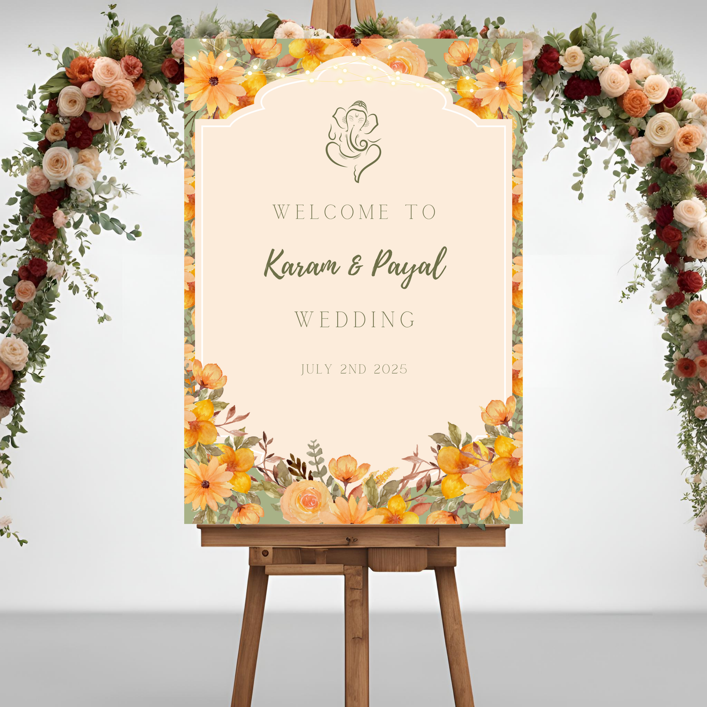 Sage Green Sunflower Entrance Board Digital Download - Online Template