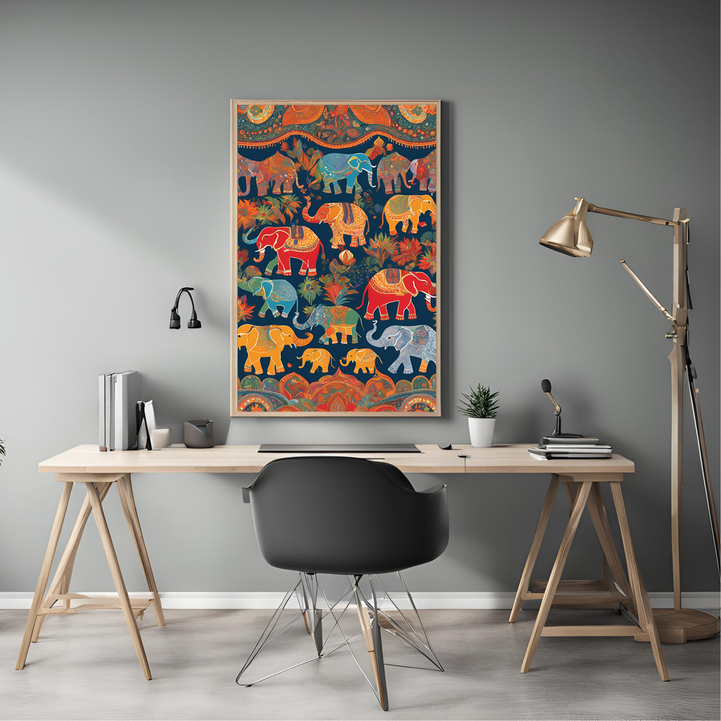 Indian Elephant Print Wall Art Digital Download