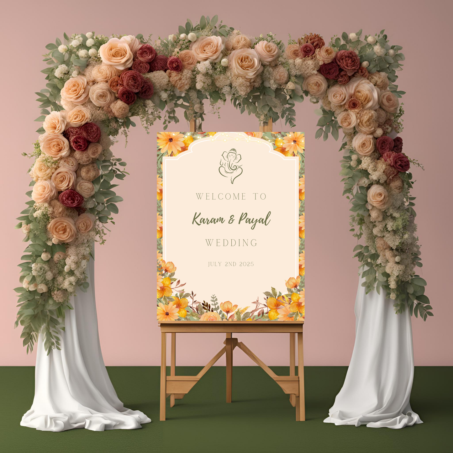Sage Green Sunflower Entrance Board Digital Download - Online Template