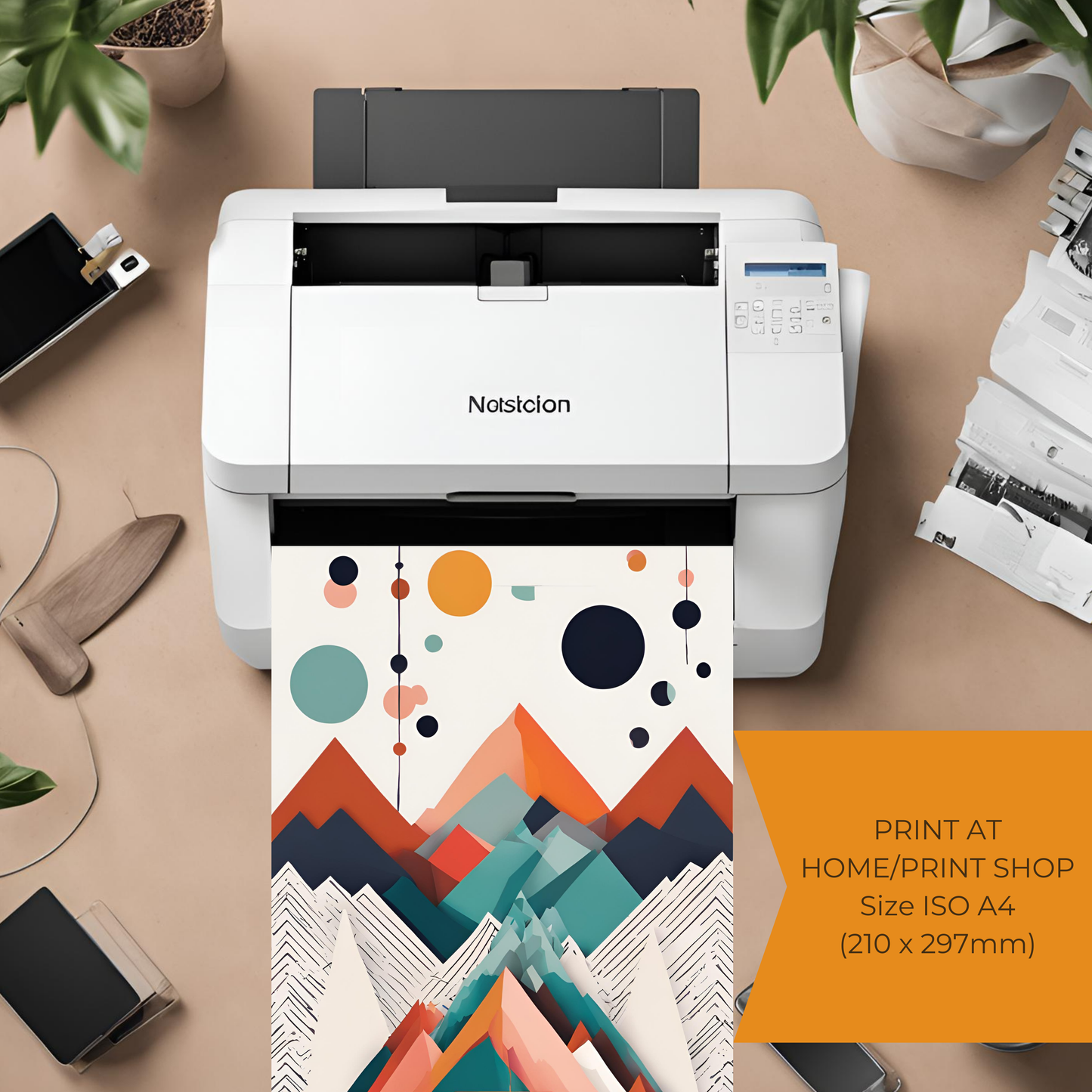 Scandinavian Colourful Mountain Wall Art Digital Download