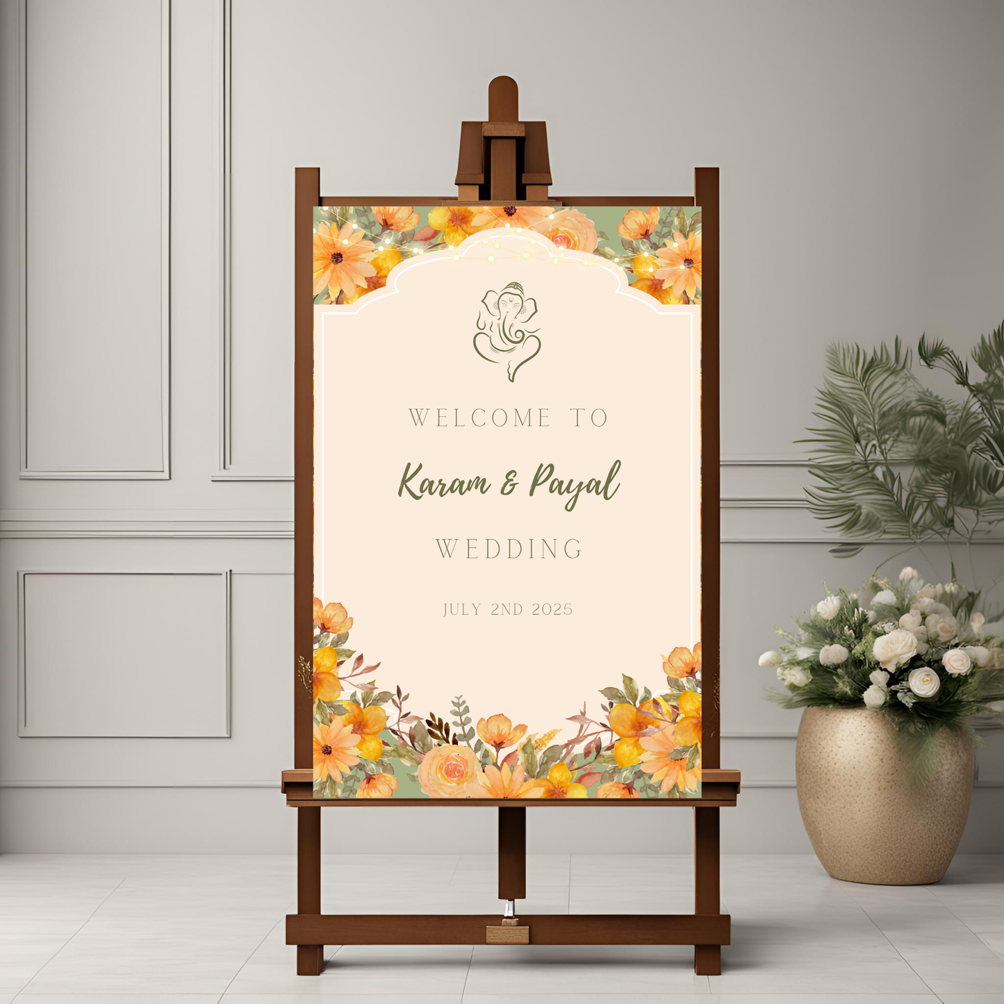 Sage Green Sunflower Entrance Board Digital Download - Online Template