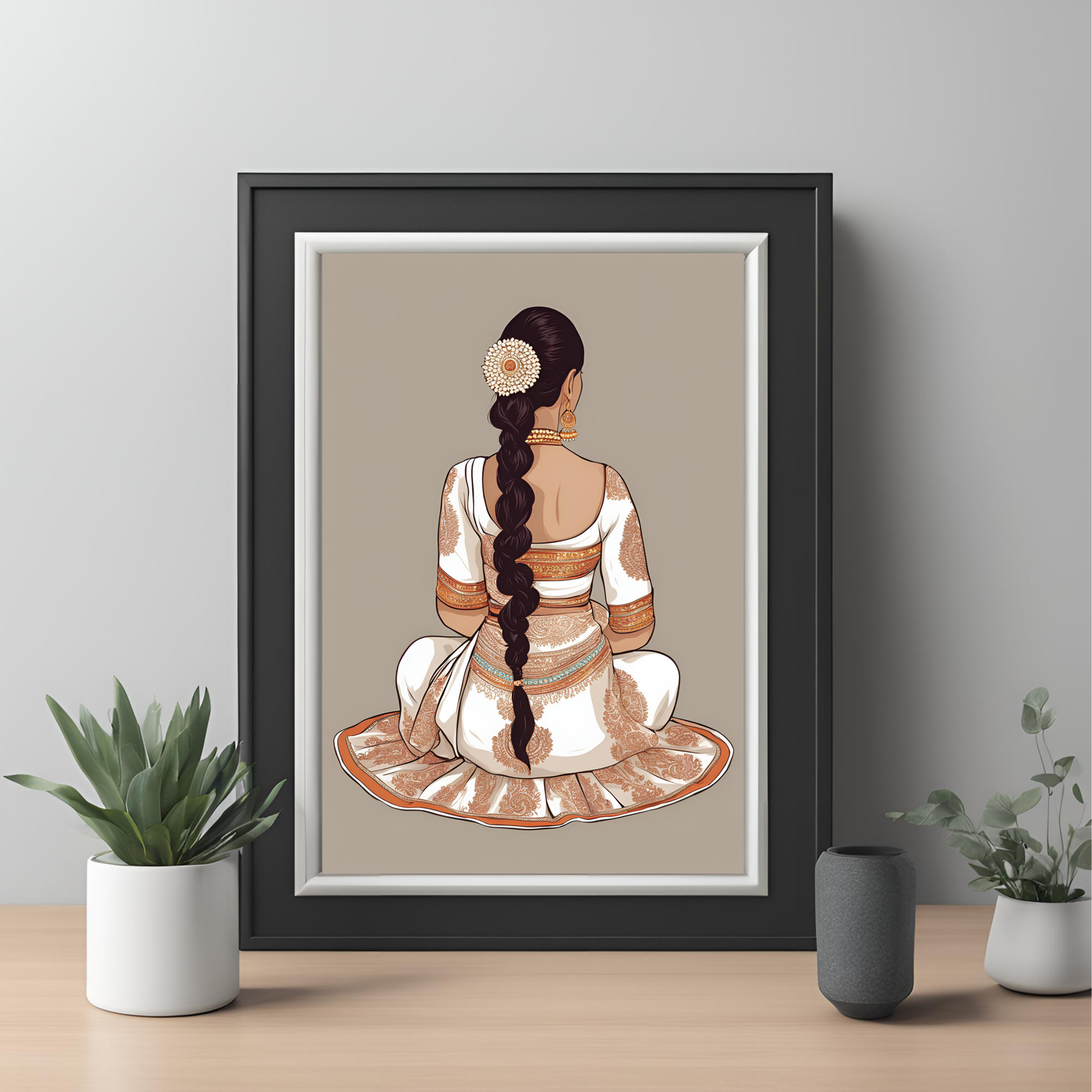 Indian White Gajra Wall Art Digital Download