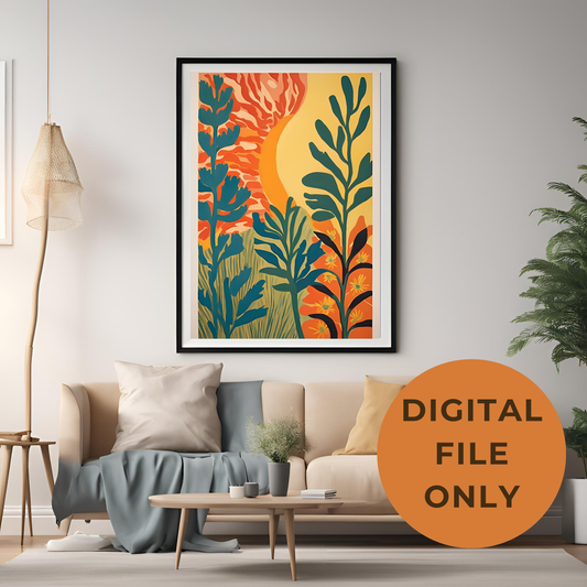 Sunset Plant Wall Art Digital Download