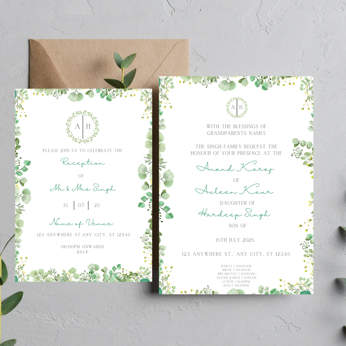 Nature Invite Inserts Digital Download 6pcs - Online Template