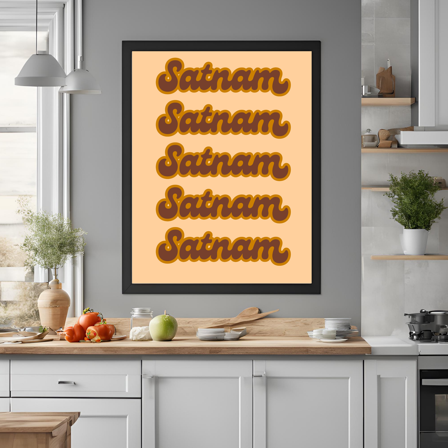 Satnam Retro Framed A4 Print - Portrait/Black