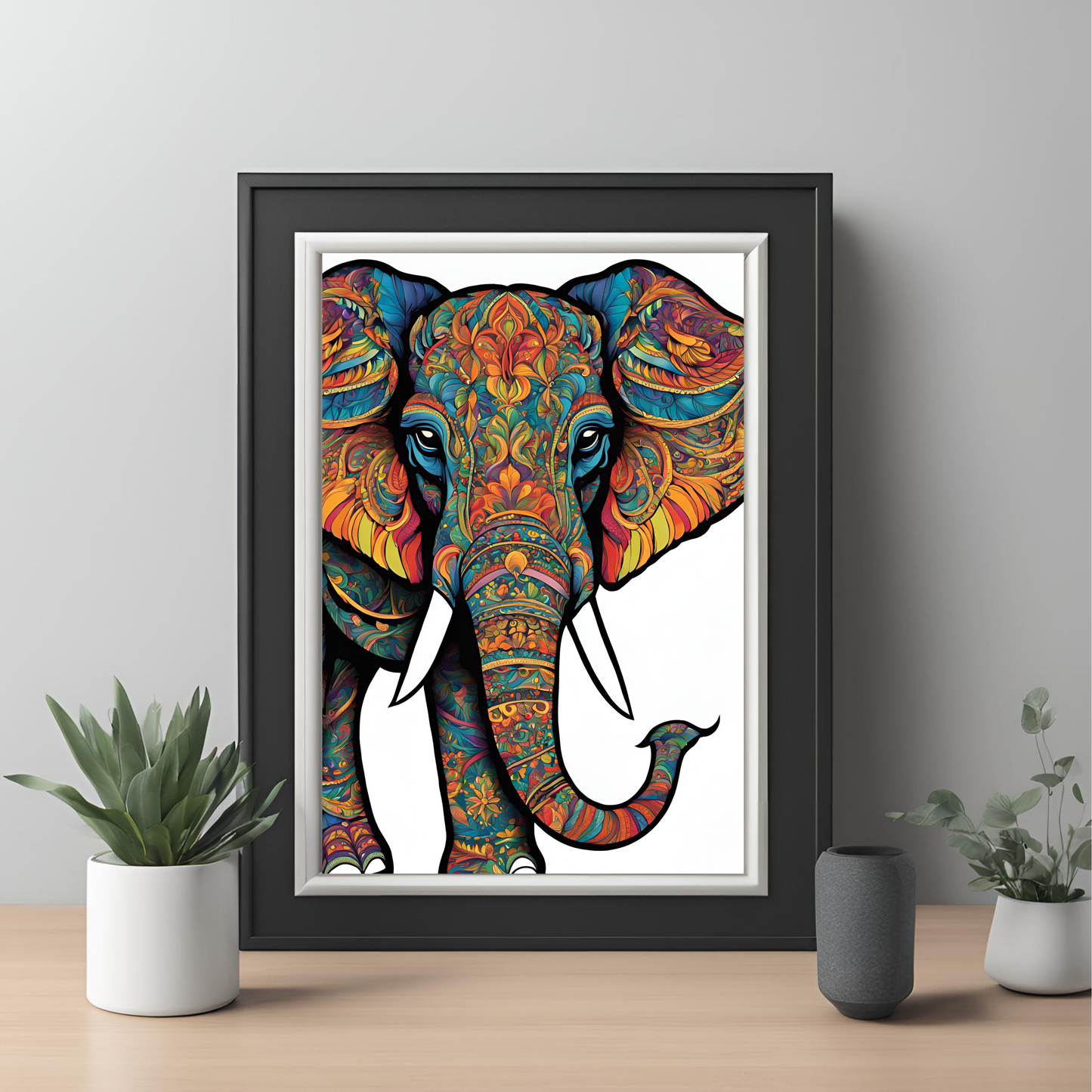 Indian Elephant Minimalist Wall Art Digital Download