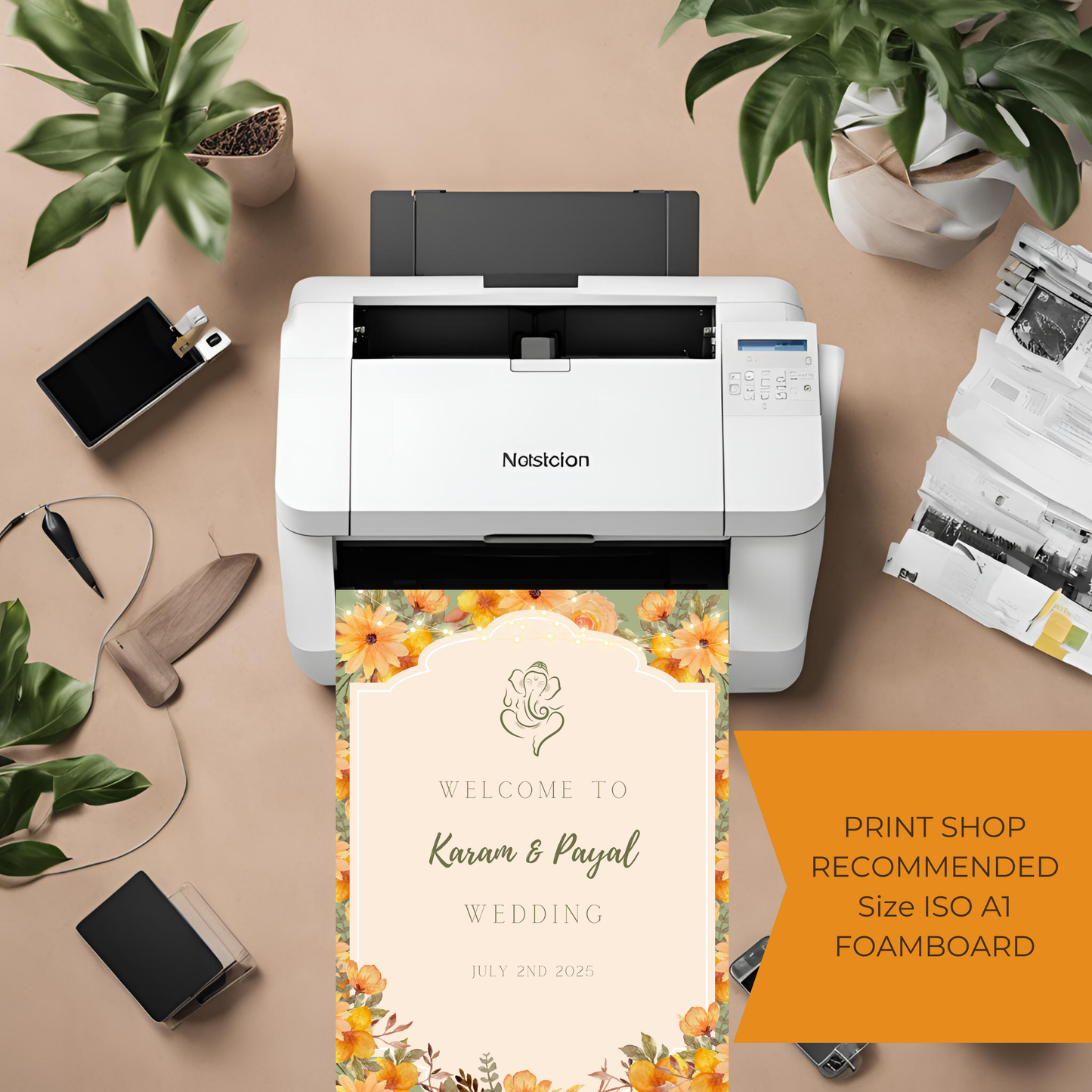 Sage Green Sunflower Entrance Board Digital Download - Online Template