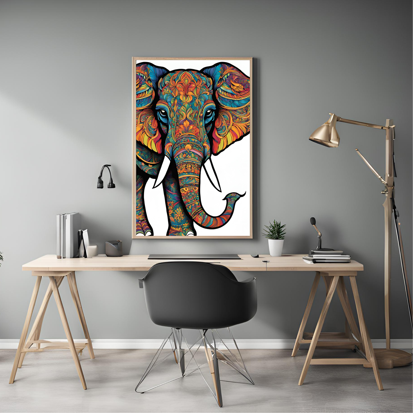 Indian Elephant Minimalist Wall Art Digital Download