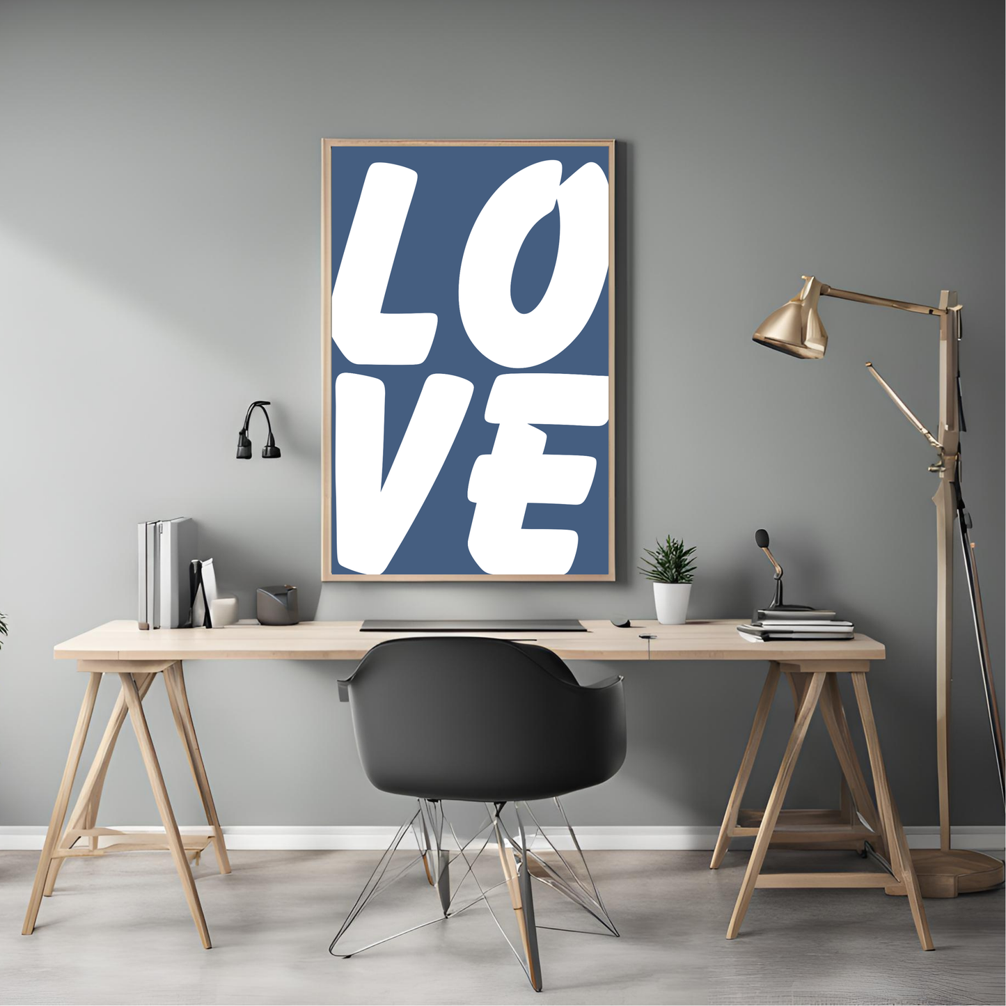 Love Print Blue Wall Art Digital Download