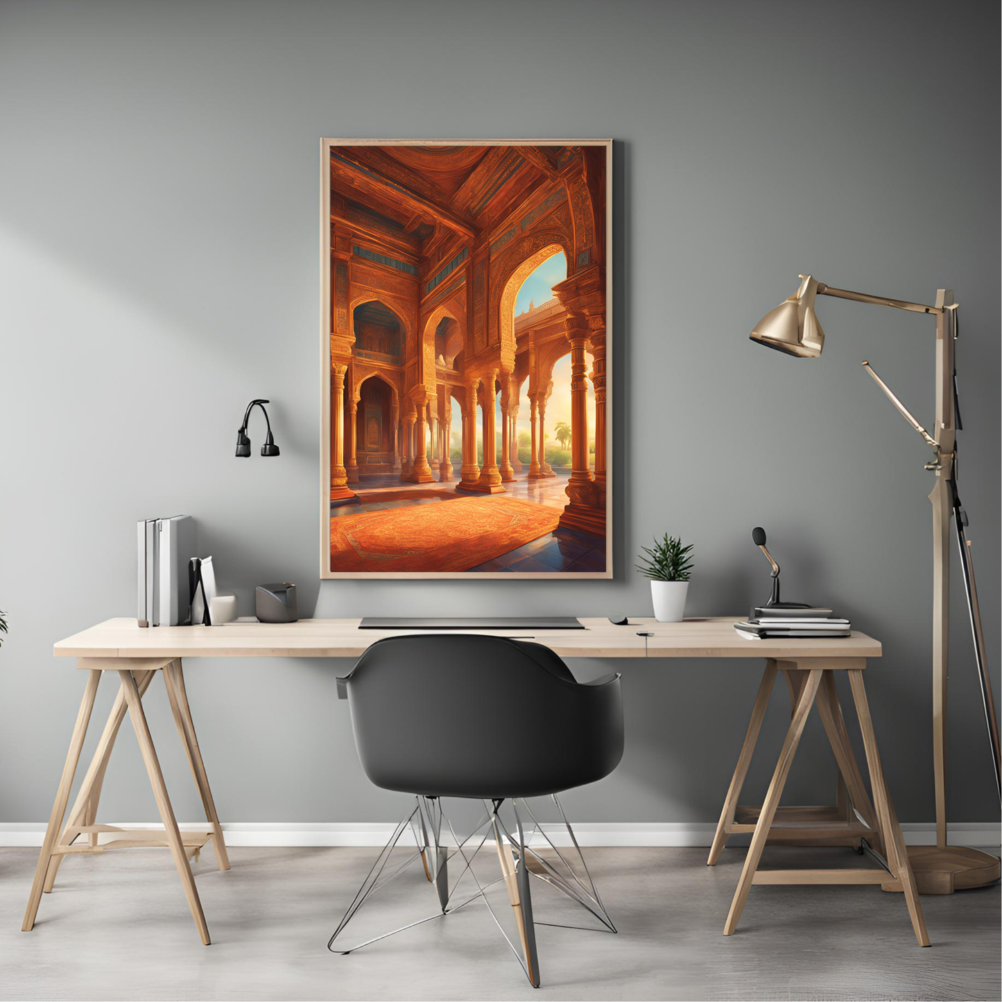 Indian Mughal Palace Architecture Sunset Wall Art Digital Print